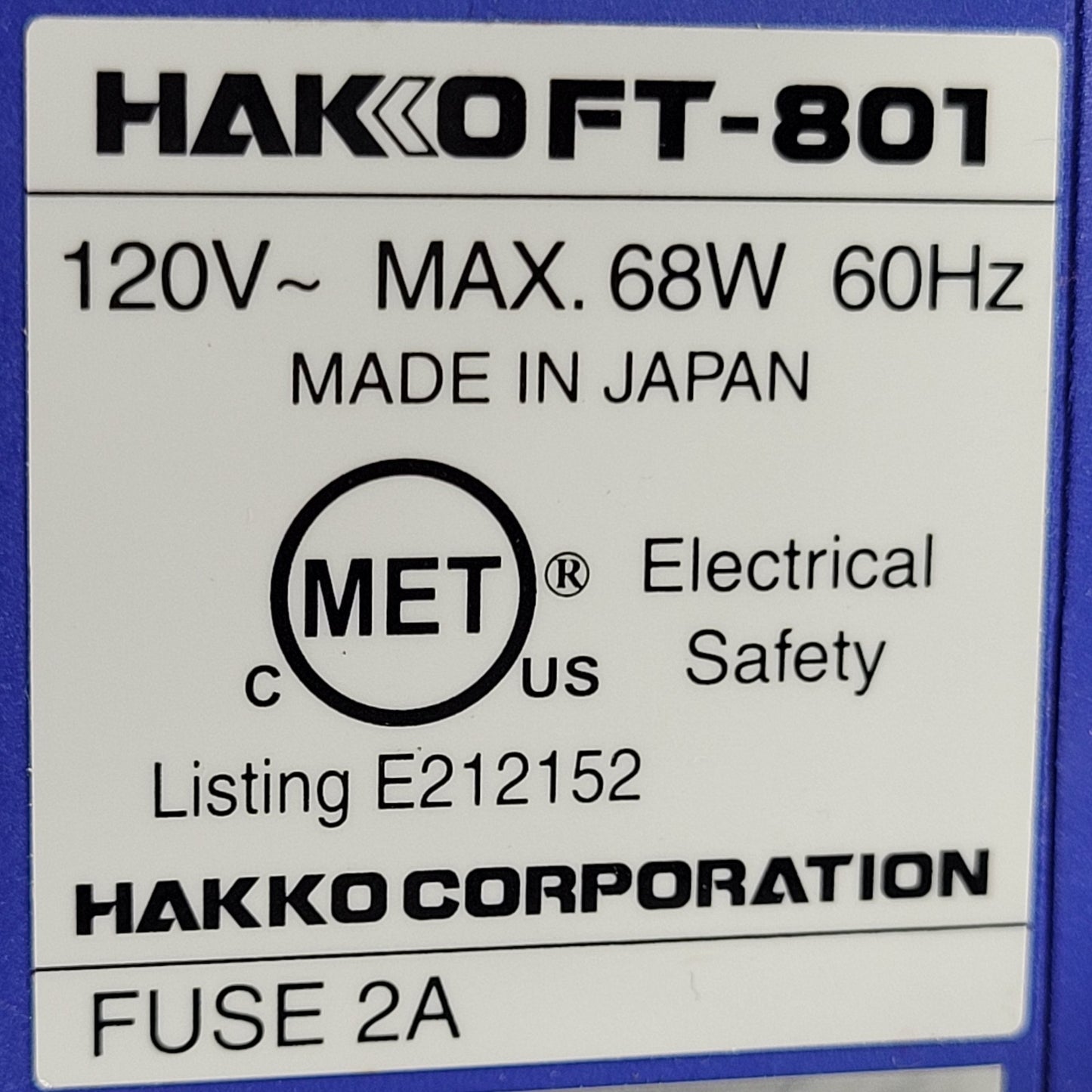Hakko FT-801 Thermal Wire Stripper Station w/ Handpiece Cables ESD