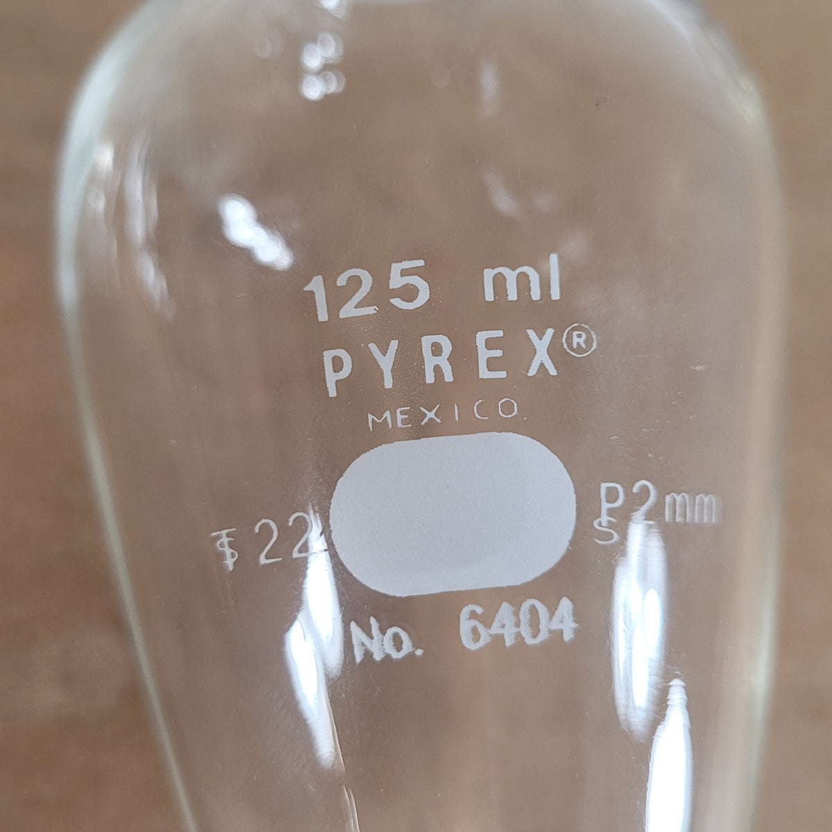 Corning Pyrex 6404 125mL Glass Separatory Funnel w/ PTFE Stopcock 22mm Stopper
