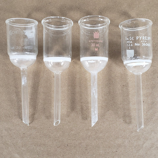 Lot 4 Synthware Pyrex F603030M 30mL Buchner Filter Funnels Medium Frit 30mm Chem