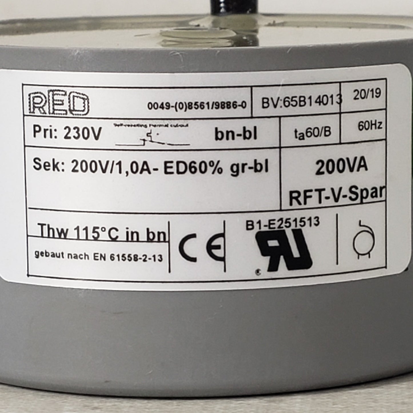 RED BV:65B14013 Toroidal Safety Tranformer From a Franke A800 Espresso Machine