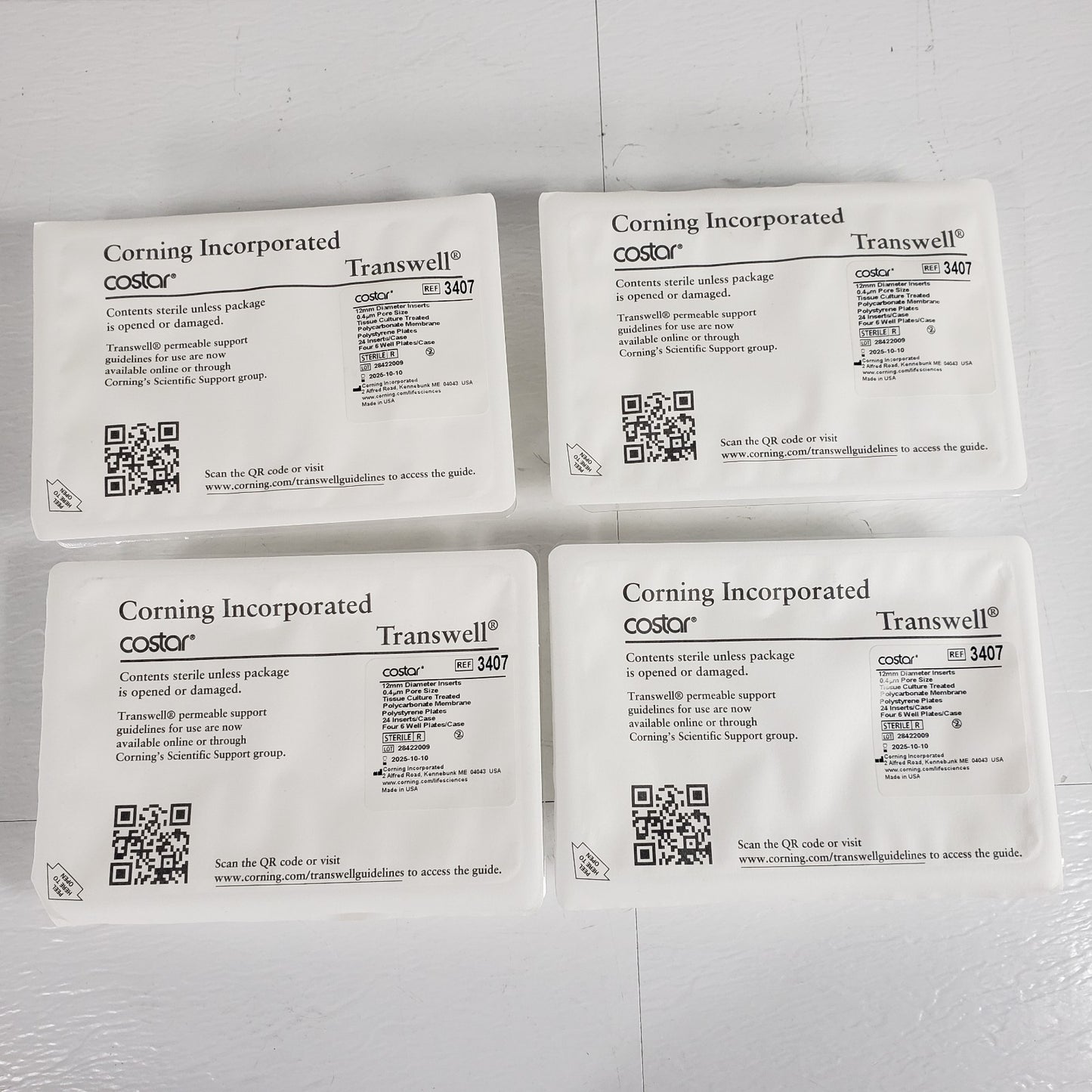 CORNING 3407 Four 6-Pack 12mm Diameter Inserts, 0.4μm Pore Size, Polycarbonate