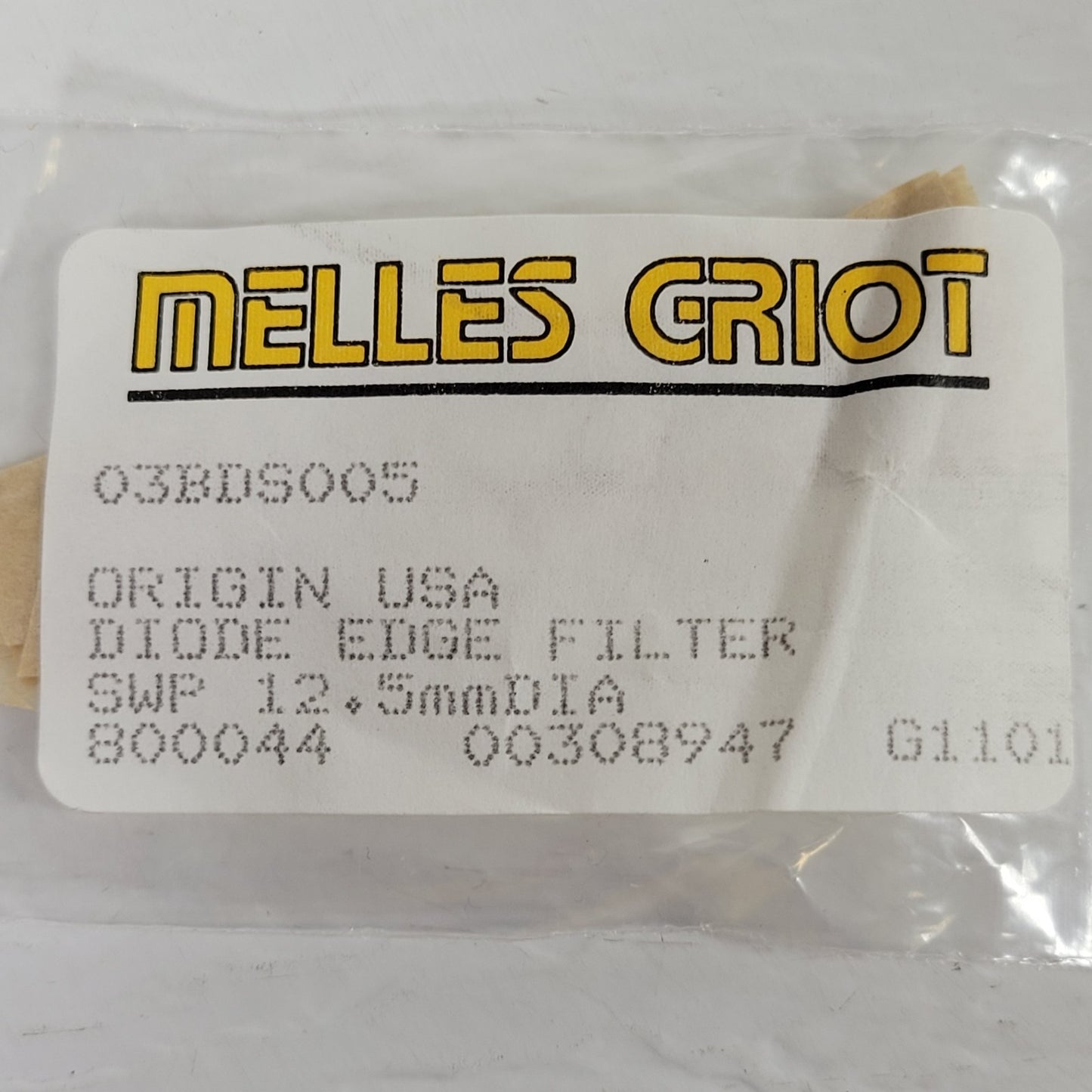 Melles Griot 03BDS005 G1101 12.5mm SWP Shortpass Diode Edge Optical Filter