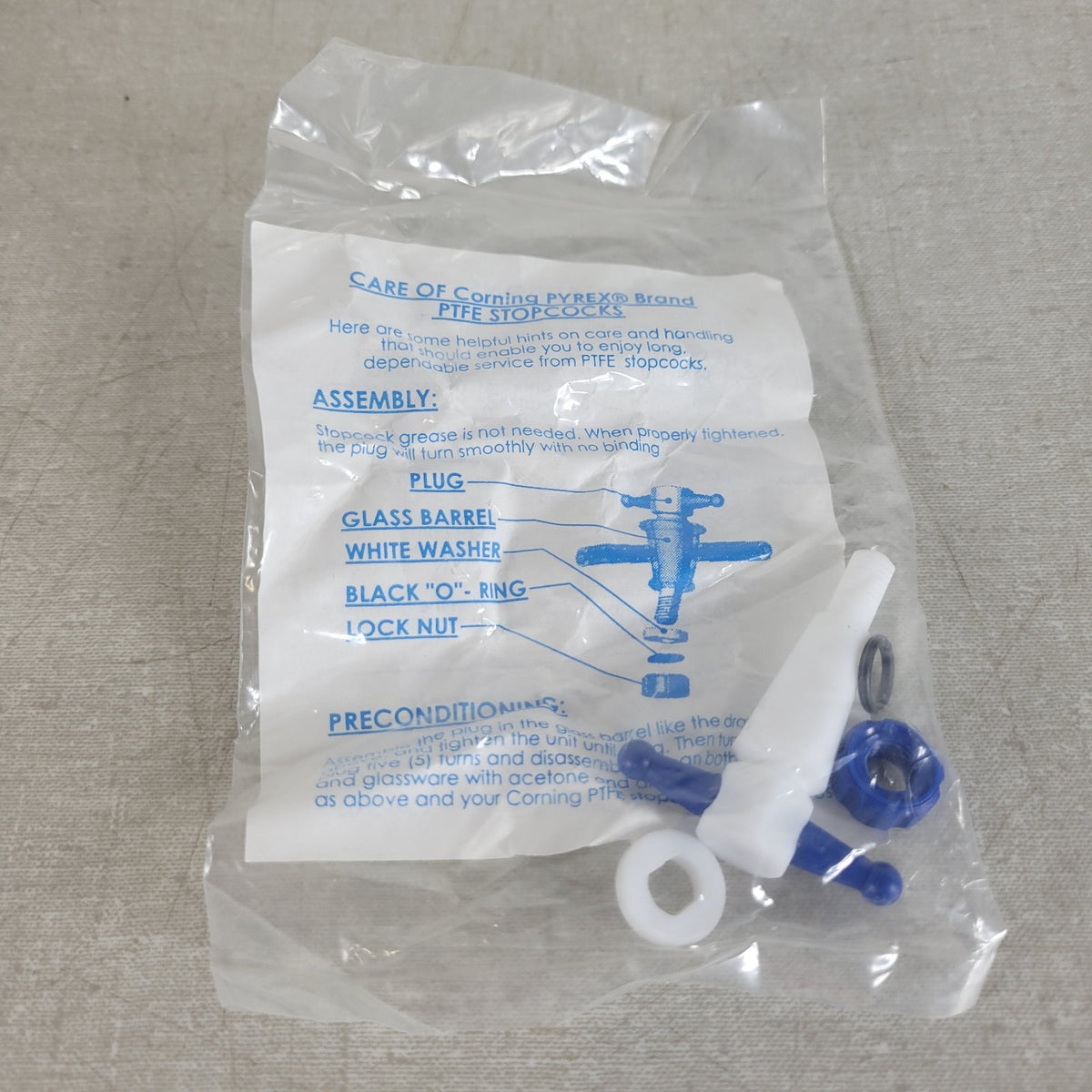 NEW Corning PYREX 6402-125 125mL Squibb Separatory Funnel PTFE Stopcock