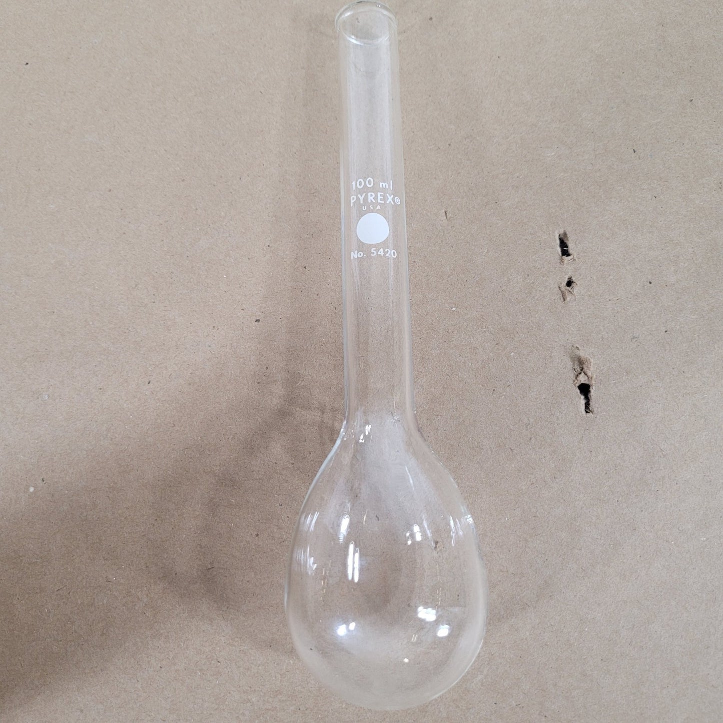 LOT 3 Corning PYREX 5420-100 100mL Round Bottom Kjeldahl Flasks Long Neck