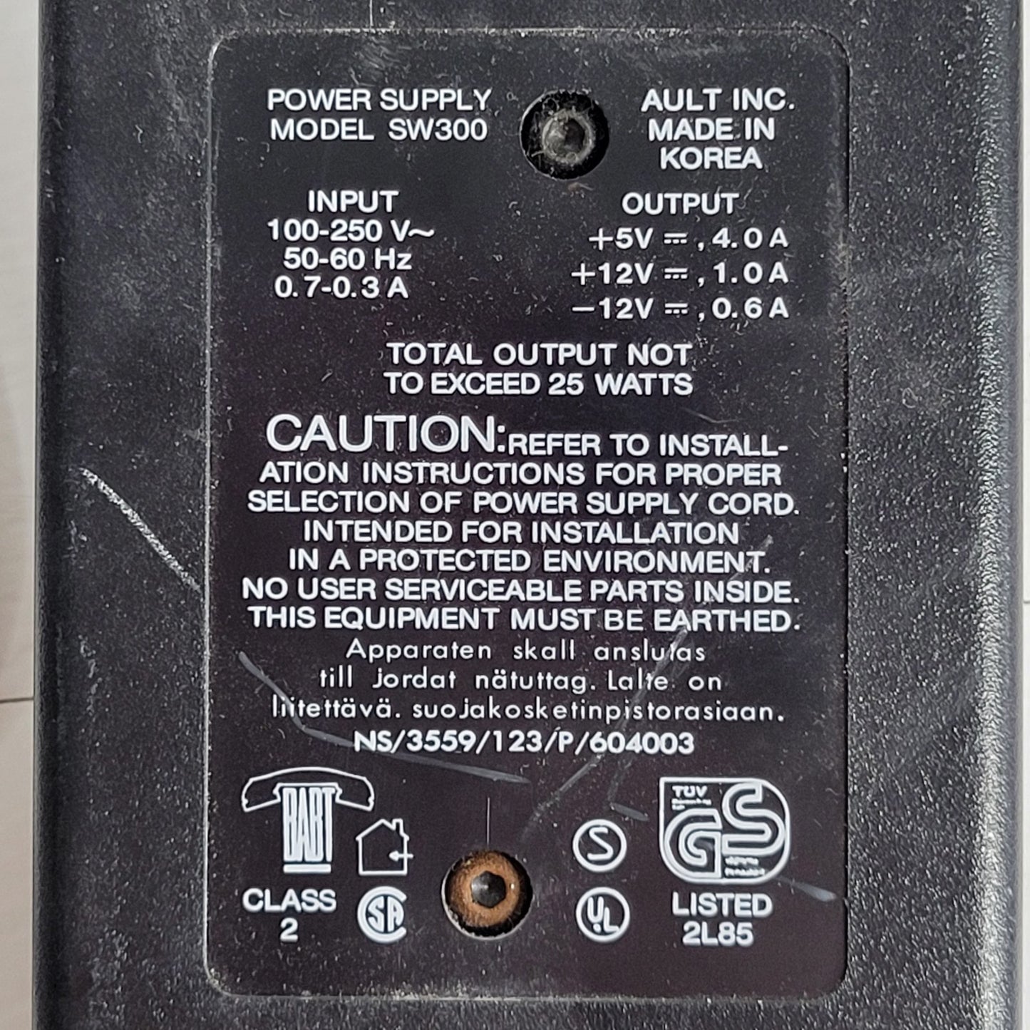 Ault SW300 Rev A 25W Power Supply 5-Pin DIN 5V 4A 12V 1A AC/DC Adapter