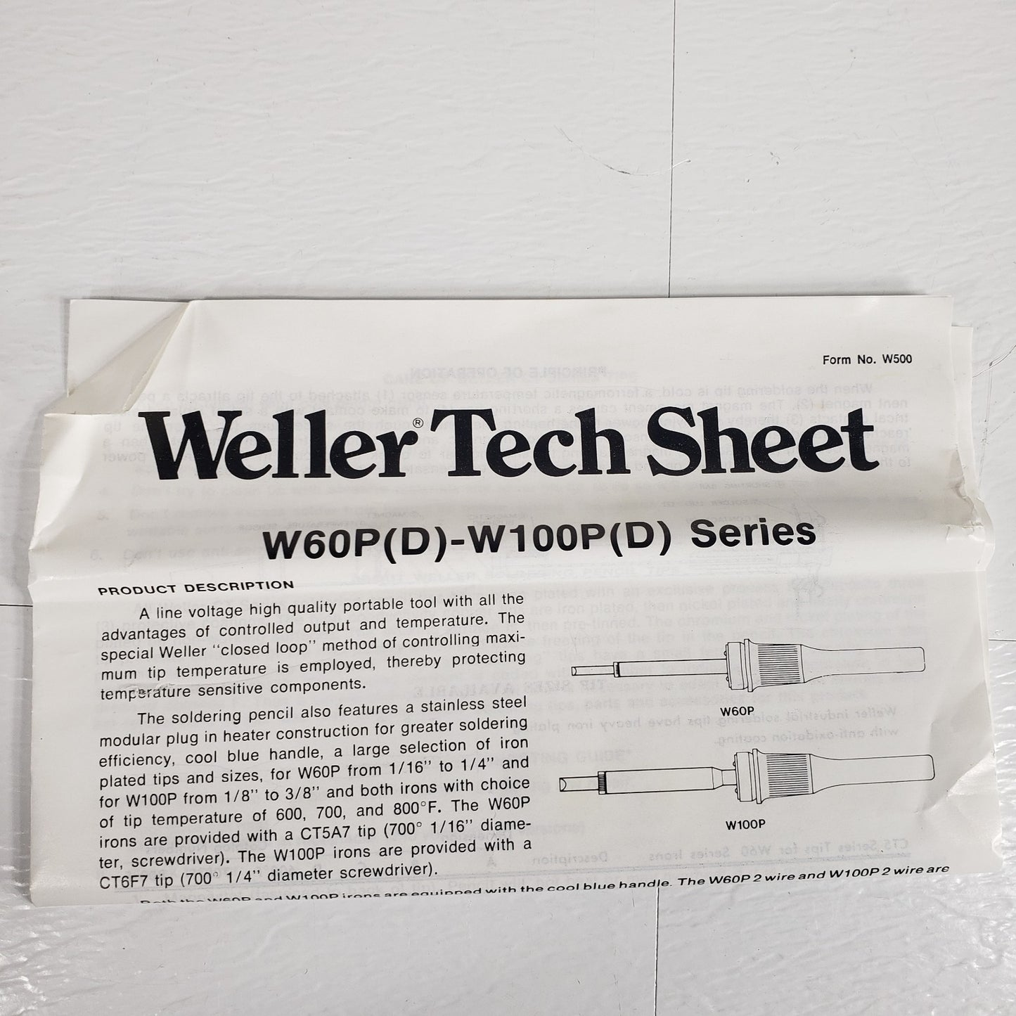 WELLER W60P 60 Watts & 120V Corded Soldering Iron GREAT SHAPE