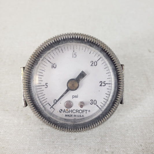 ASHCROFT Pressure Gauge Bronze Tube, Brass Socket Soldered, 0-30 psi Gauge