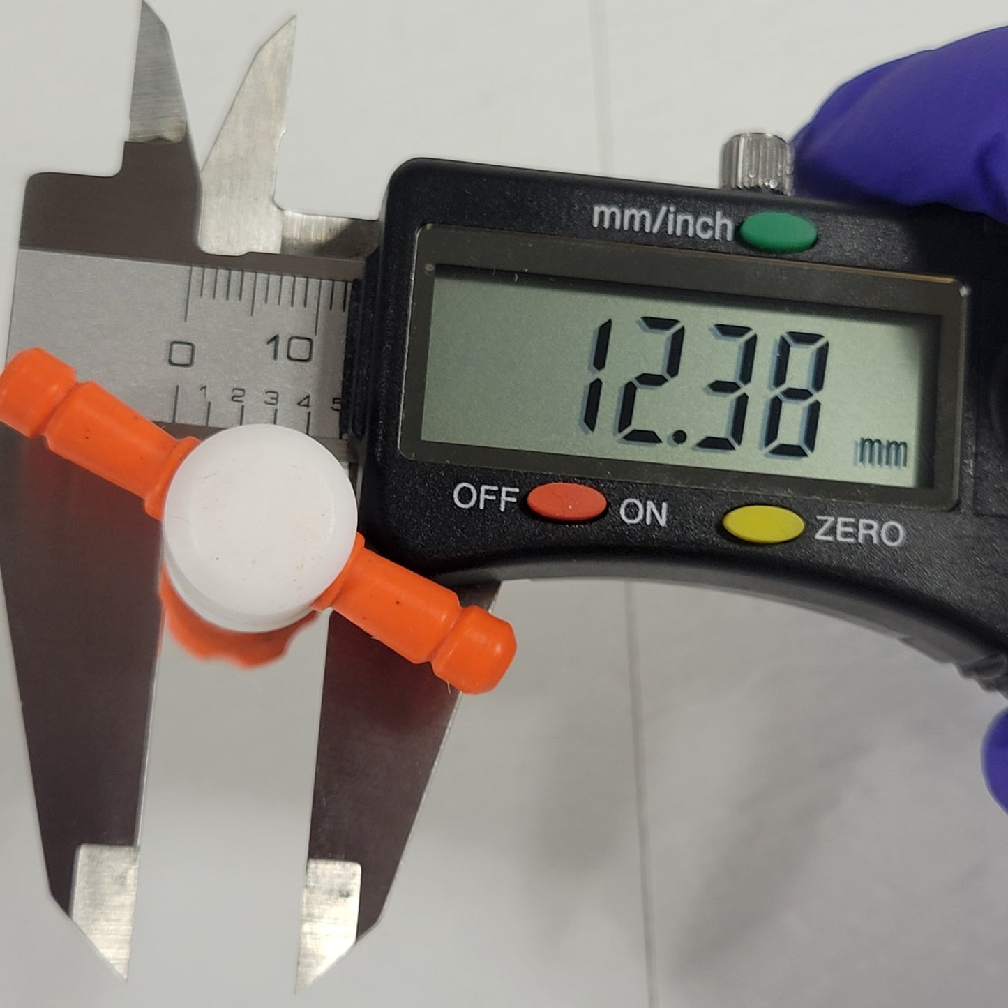 Two PTFE 12.3/24mm 2mm Bore Tapered Stopcocks for Glassware in Labs, Orange
