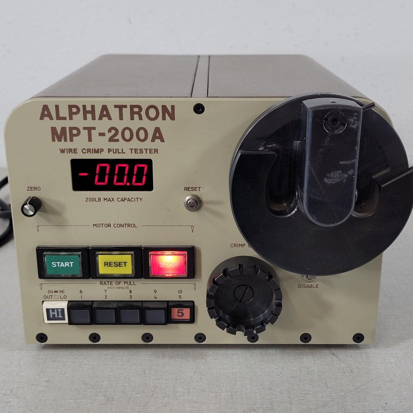 Tested Alphatron MPT-200A Wire Crimp Pull Tester 200 lb Motorized Cable Tester