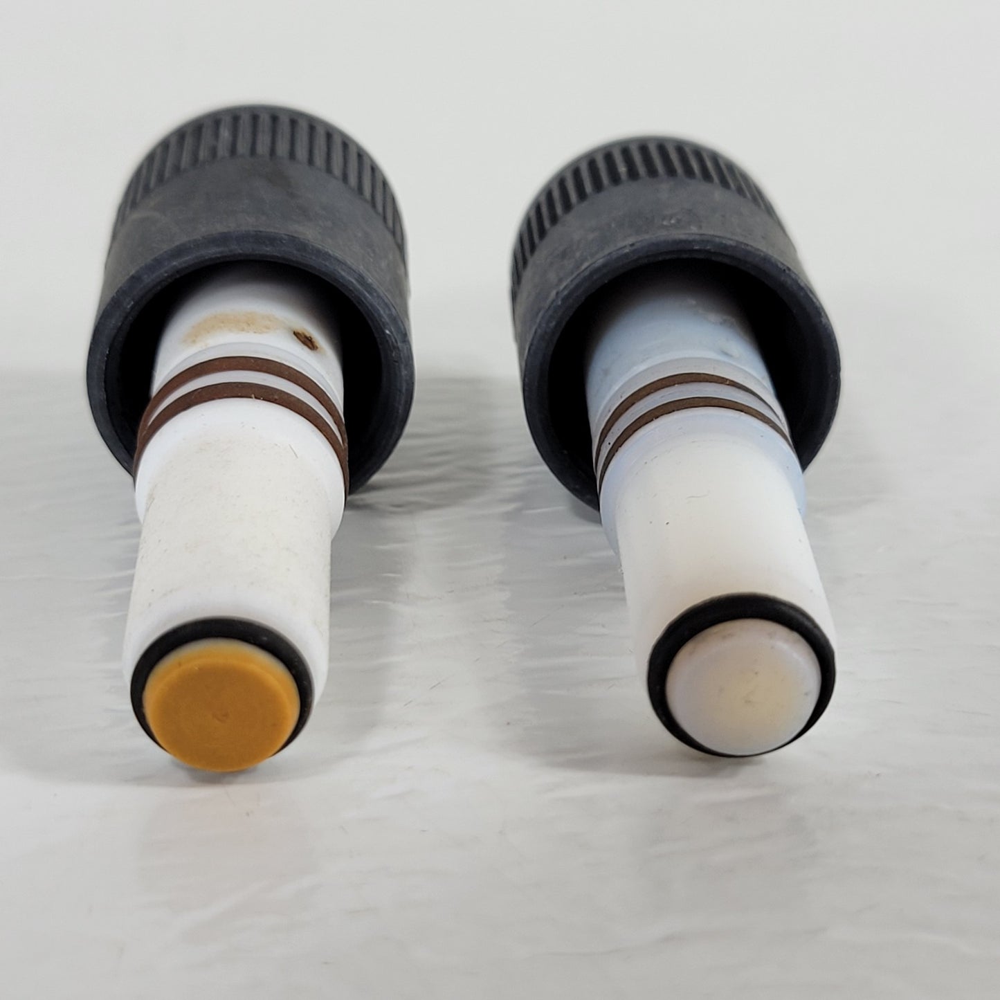 Two CHEMGLASS PTFE 0-12mm Vacuum Valve Plug-Only for Vac. Systems, Brown & Black