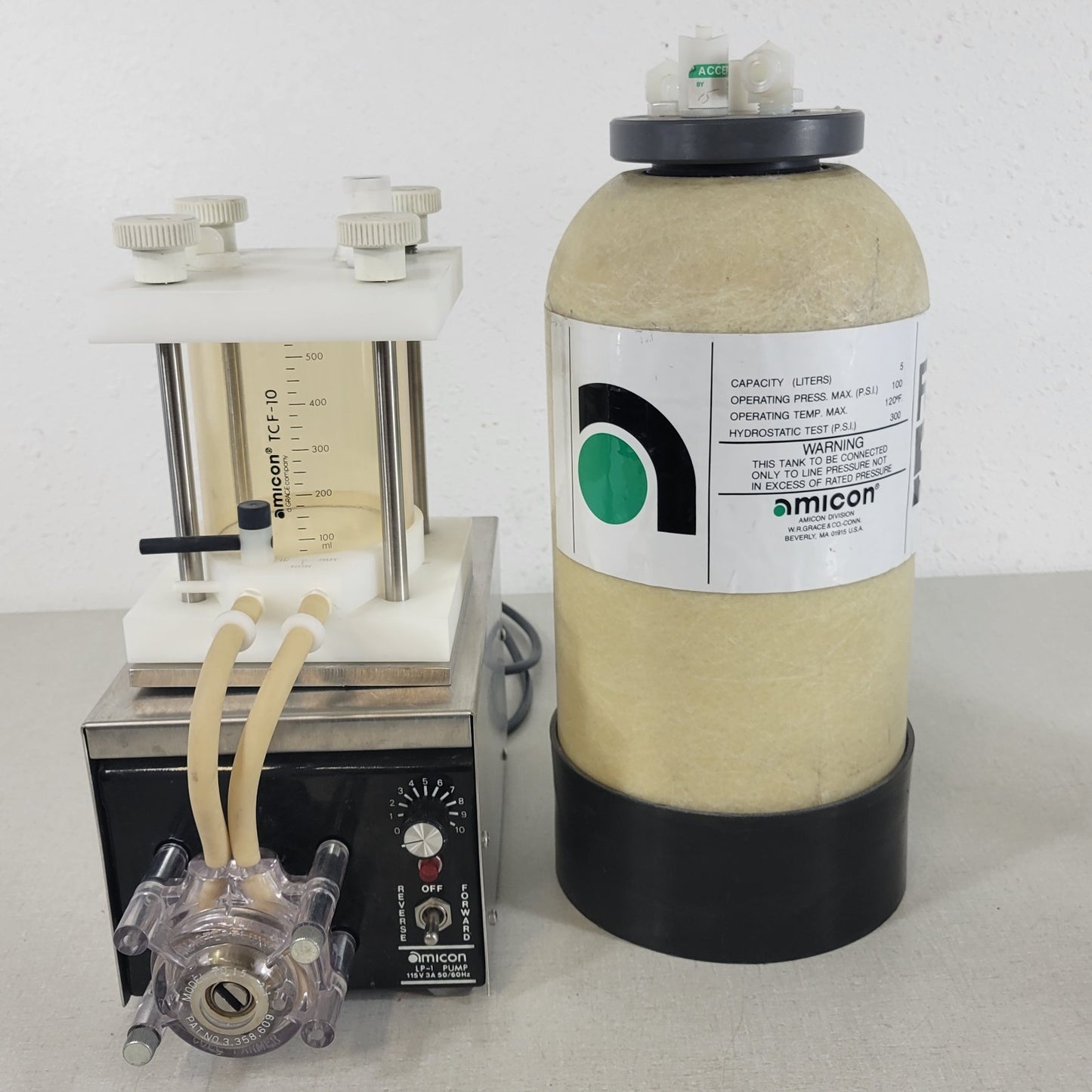Amicon TCF-10 Thin Channel TFF Ultrafiltration System LP-1 Pump RG-L5 5L Tank