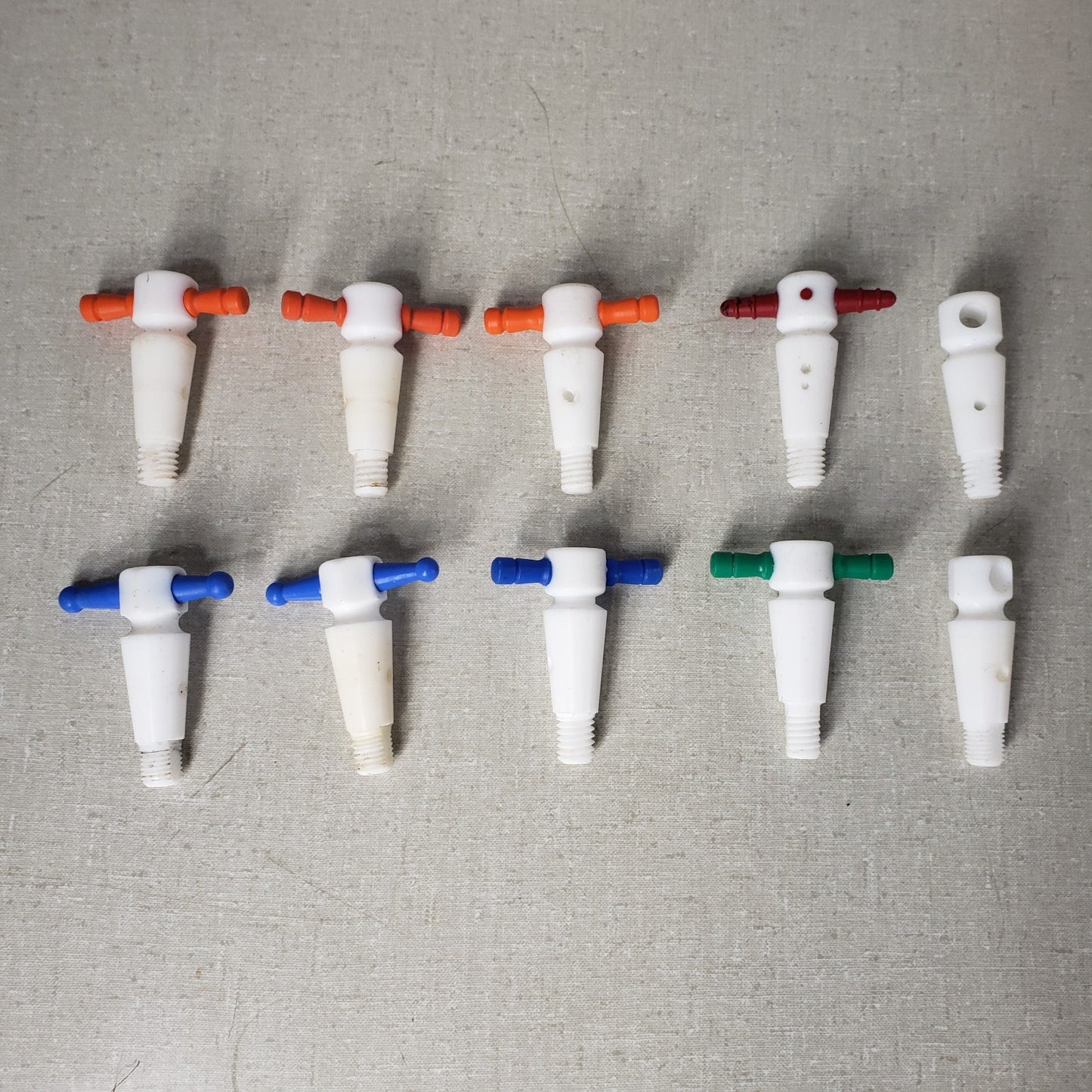 Assorted PTFE 18/30mm, 6mm, 4mm Bore Tapered Stopcocks, Blue, Yellow, Orange etc