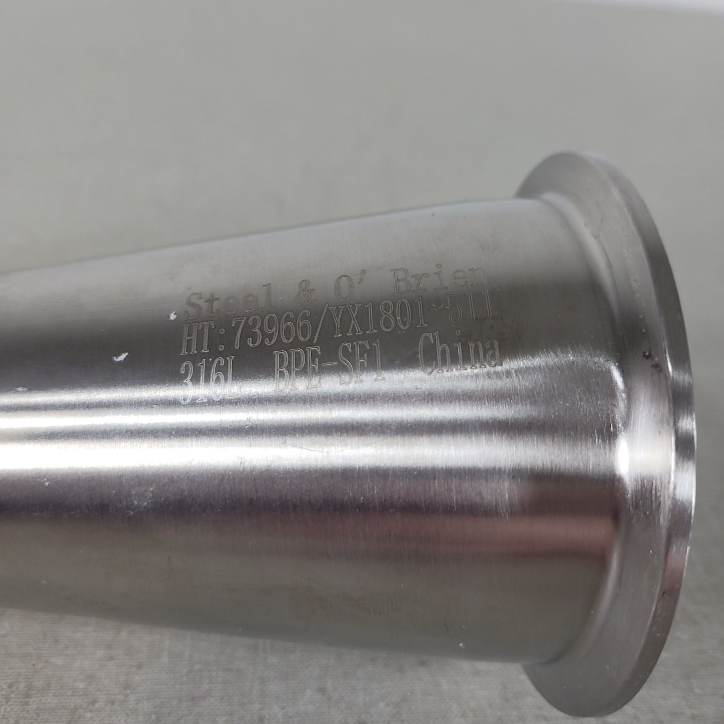 Steel & O" Brien 316L BPE-SFI Sanitary Tri Clamp Adapter 3" to 1"