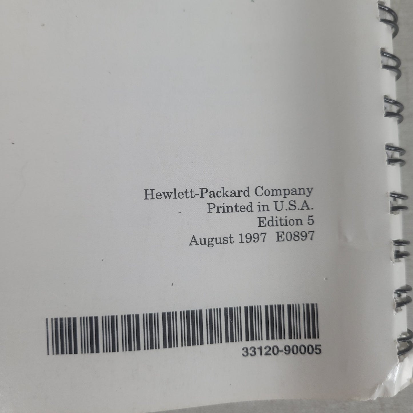 HP 33120-90005 33120A 15MHz Function Arbitrary Waveform Generator User's Guide