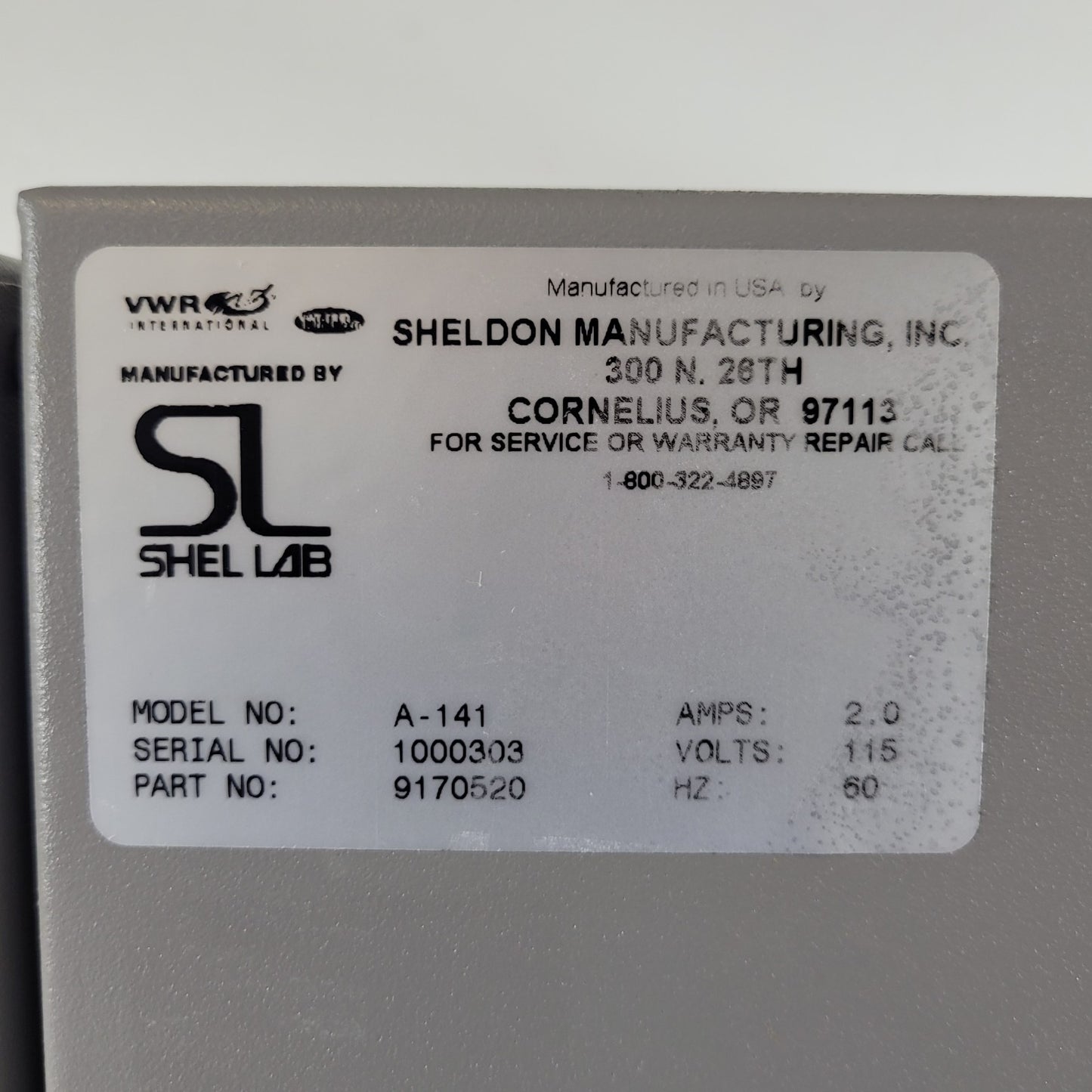TESTED VWR Shel Lab 9170520 A-141 Vacuum Oven 0.6 Cu Ft 115V Sheldon