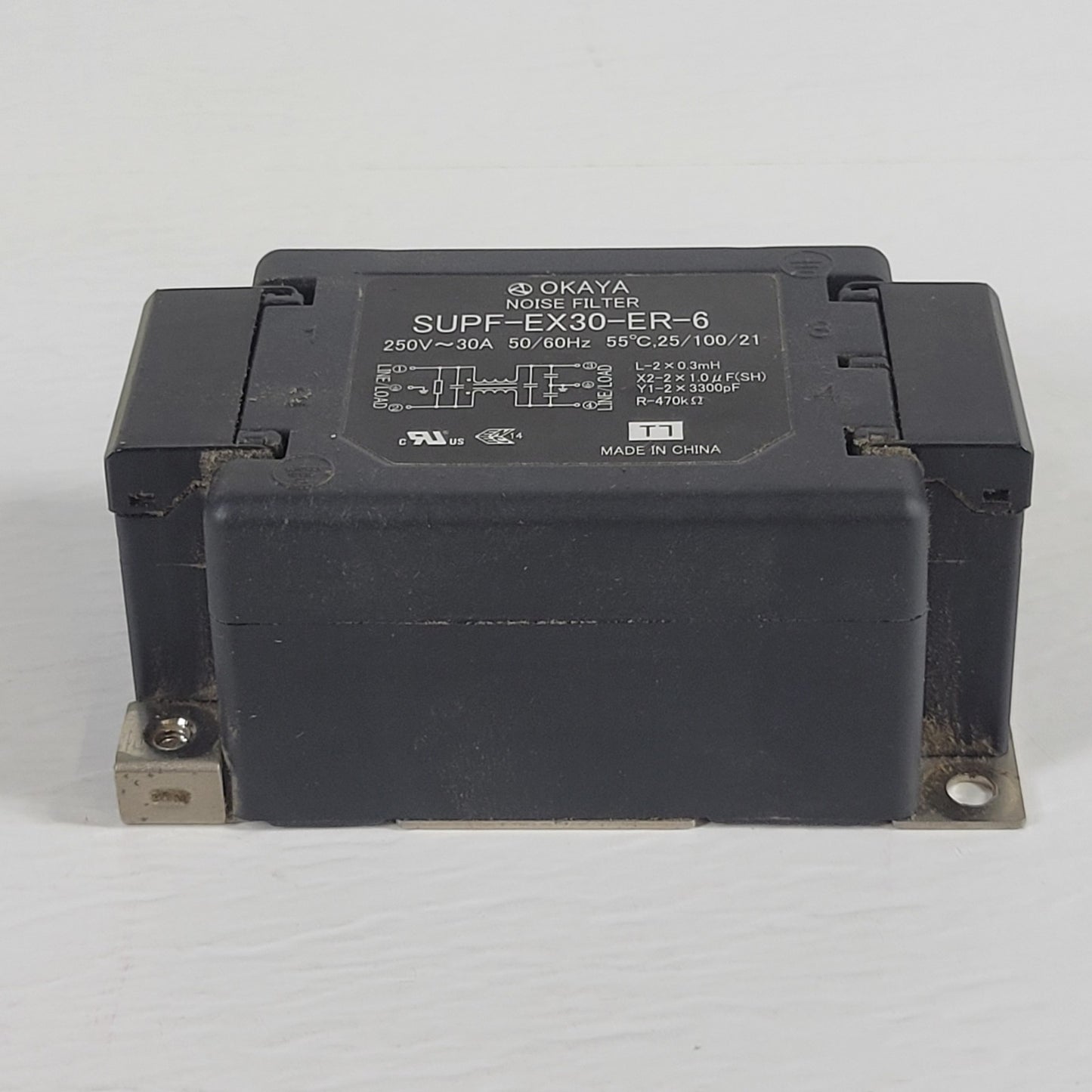 Okaya Electric SUPF-EX30-ER-6 AC Power Line Noise Filter 30A 250V 50/60Hz
