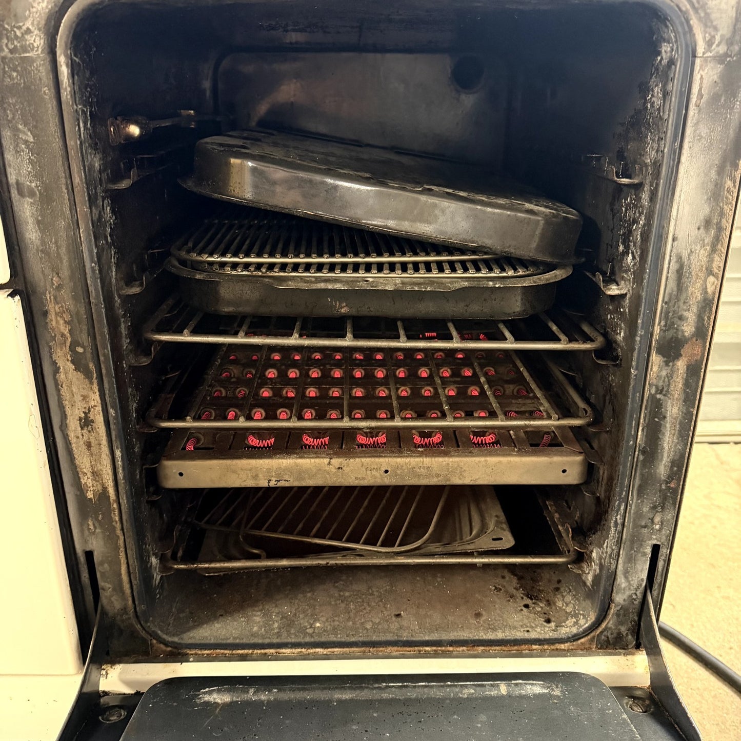 TESTED Vintage GE G19E 36" 4-Burner Electric Range Stove Oven w/ Pans + Elements