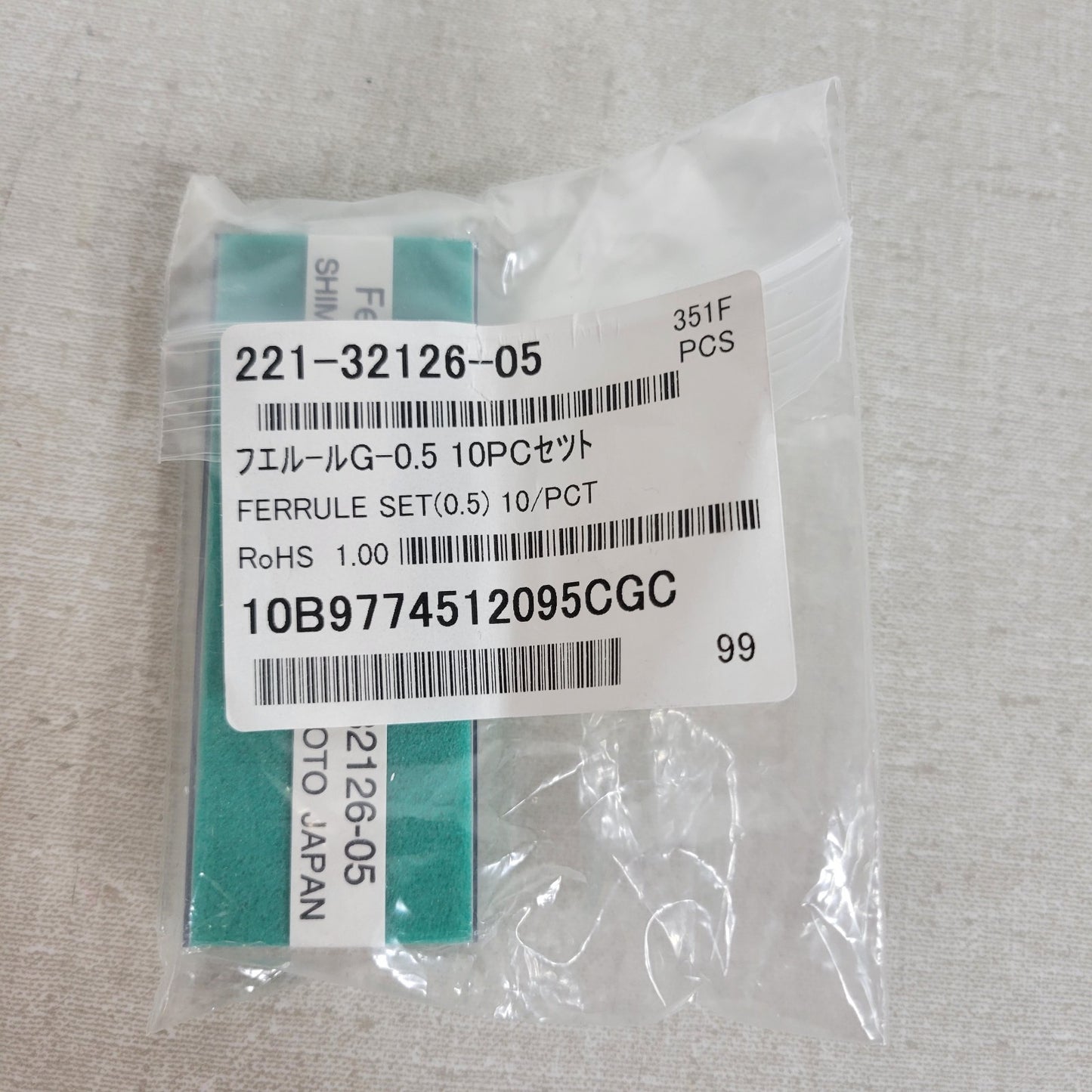 Shimadzu GC GCMS Lot Liners O-Rings Ferrules 220-90816-01 221-32126-05