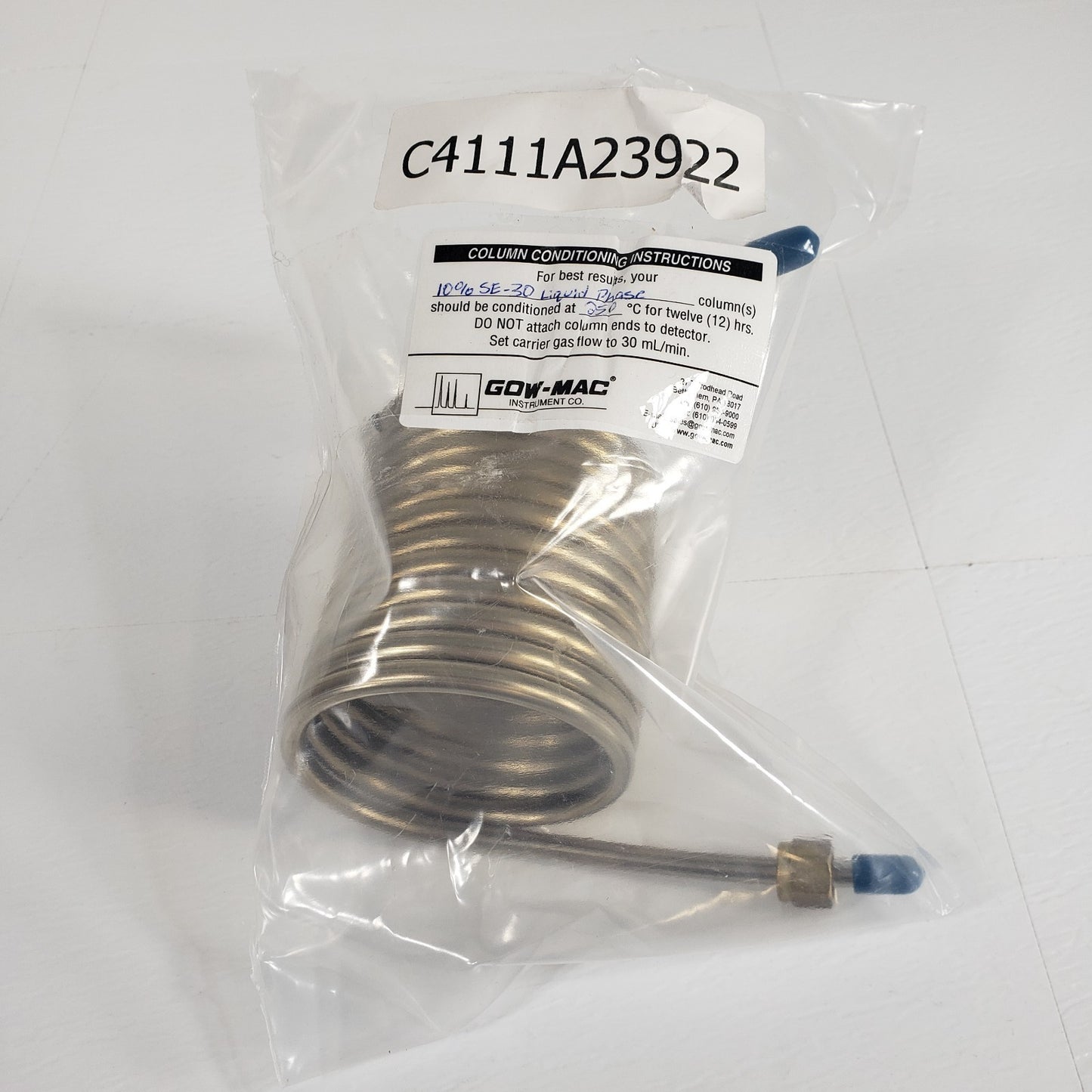 GOW-MAC C4111A23922 Stainless Steel Gas Chromatography Column for Complex Mixes