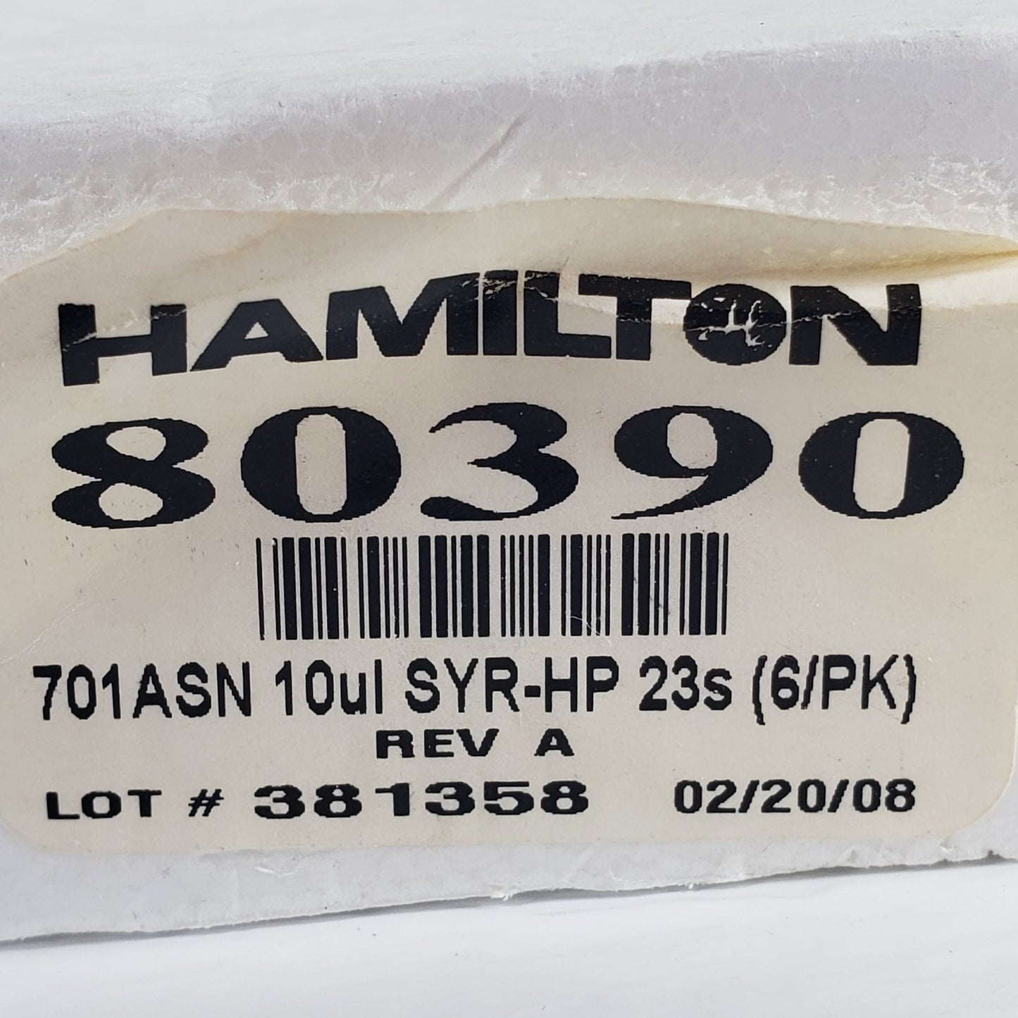 HAMILTON 80390 10μl/0.01ml Srng Microliter #701, 2 of 6