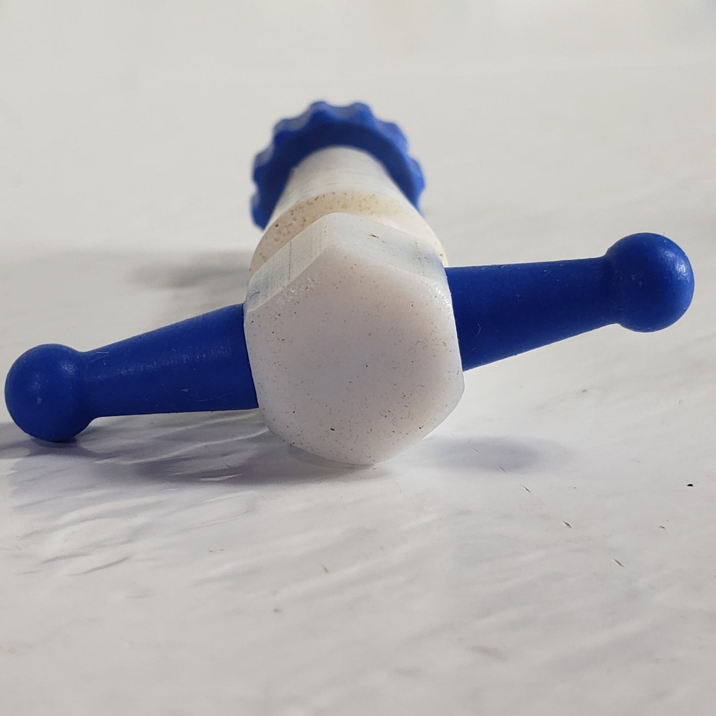 Two PTFE 12.3/24mm 2mm Bore Tapered Stopcocks for Glassware in Labs, Blue
