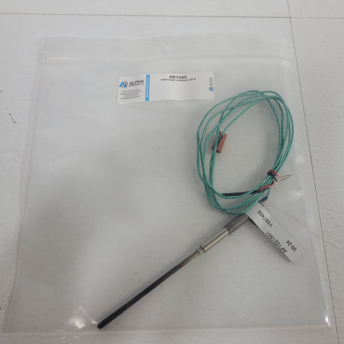 Alpha Resources AR1585 LECO 781-585 RC612 Over-Temp Type S Thermocouple