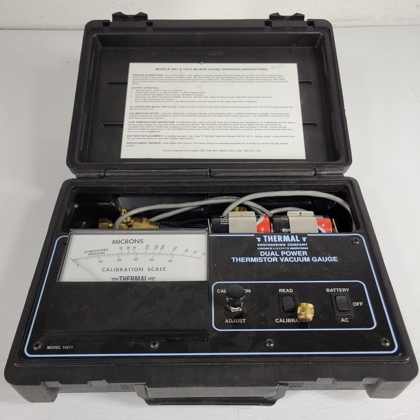 THERMAL ENGINEERING 14571 Dual Power Thermistor Vacuum Gauge, Not Tested