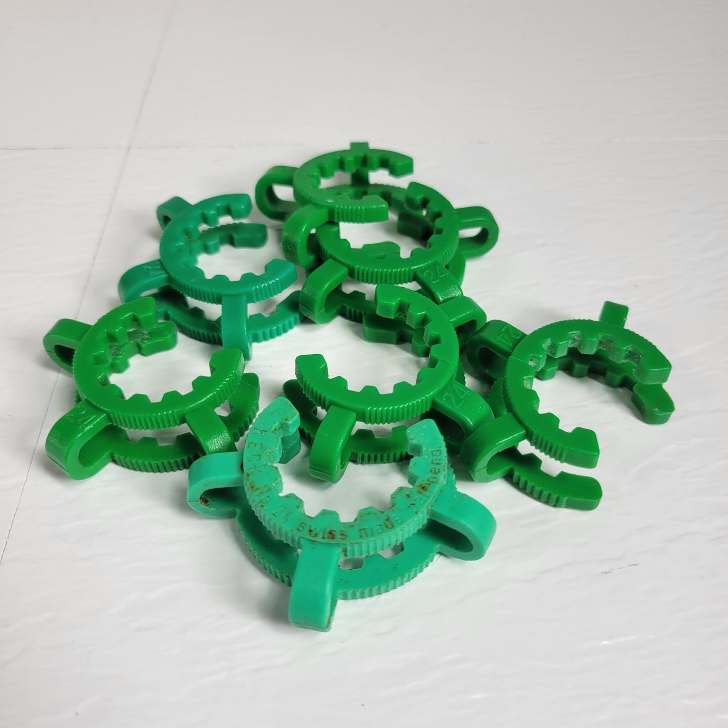 Pack of 7 SCHOTT Duran KECK KC24 Green Plastic Joint Clips 24/40 24/29