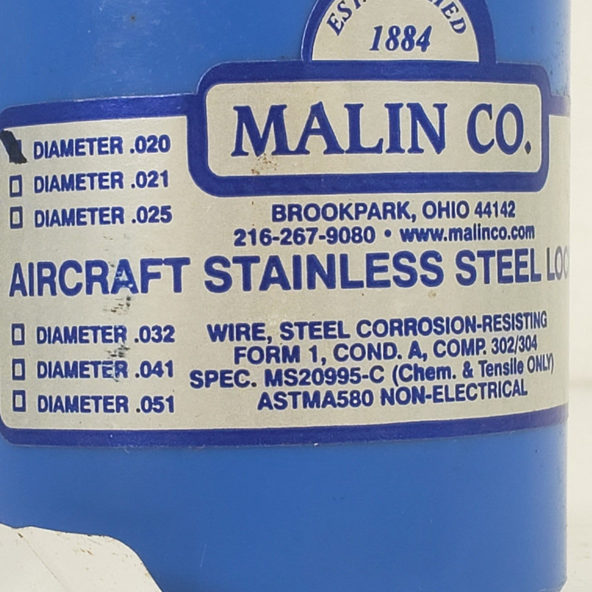 Malin MS20995C20 .020" Stainless Steel Aircraft Safety Lock Wire 1lb 8860K61