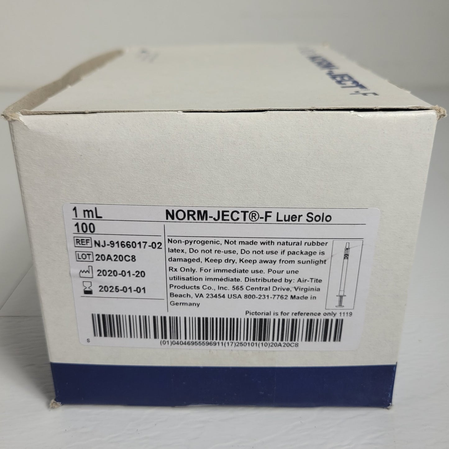 Air-Tite NJ-9166017-02 NORM-JECT-F 1mL Luer Slip Fine Dosage 100 Count