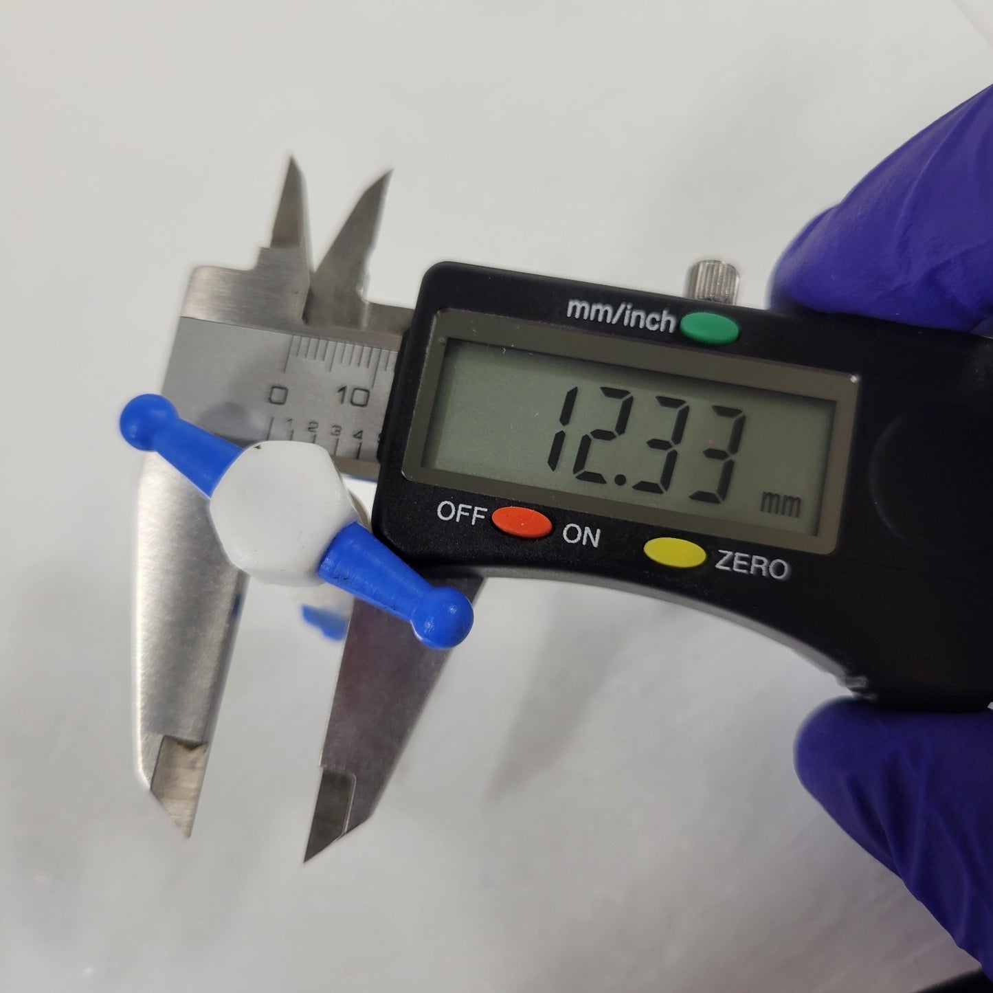 Two PTFE 12.3/24mm 2mm Bore Tapered Stopcocks for Glassware in Labs, Blue