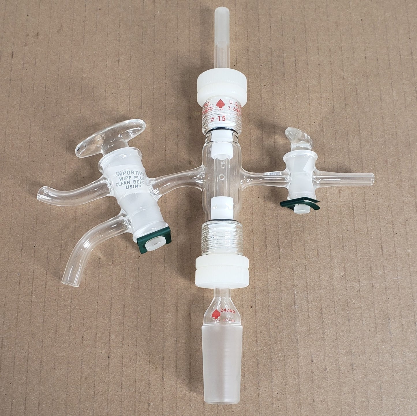 Ace Glass 3-Way Flow Control Gas Manifold For Distillation #15 Threads 24/40 CN