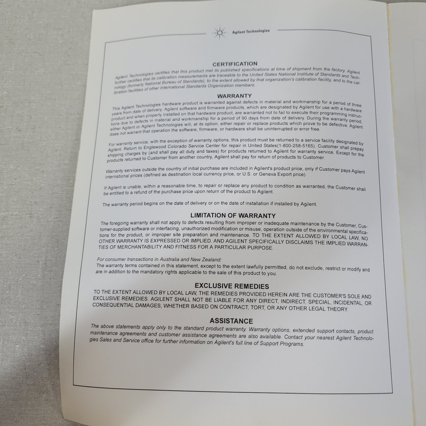 Agilent HP E3630A Triple Output DC Power Supply Operating Service Manual OEM