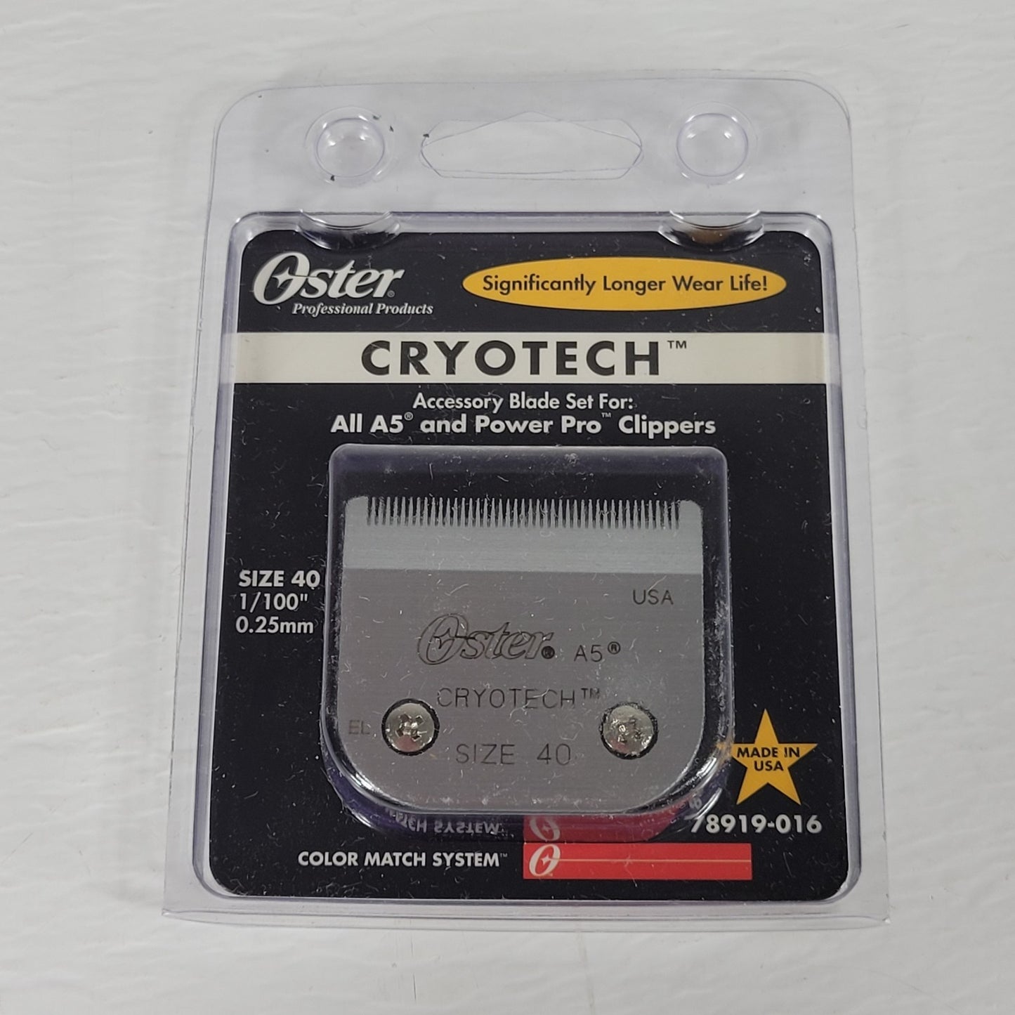 Vintage OSTER CYROTECH 78919-016 Clipper Blade Size 40 (1/100", 0.25mm)