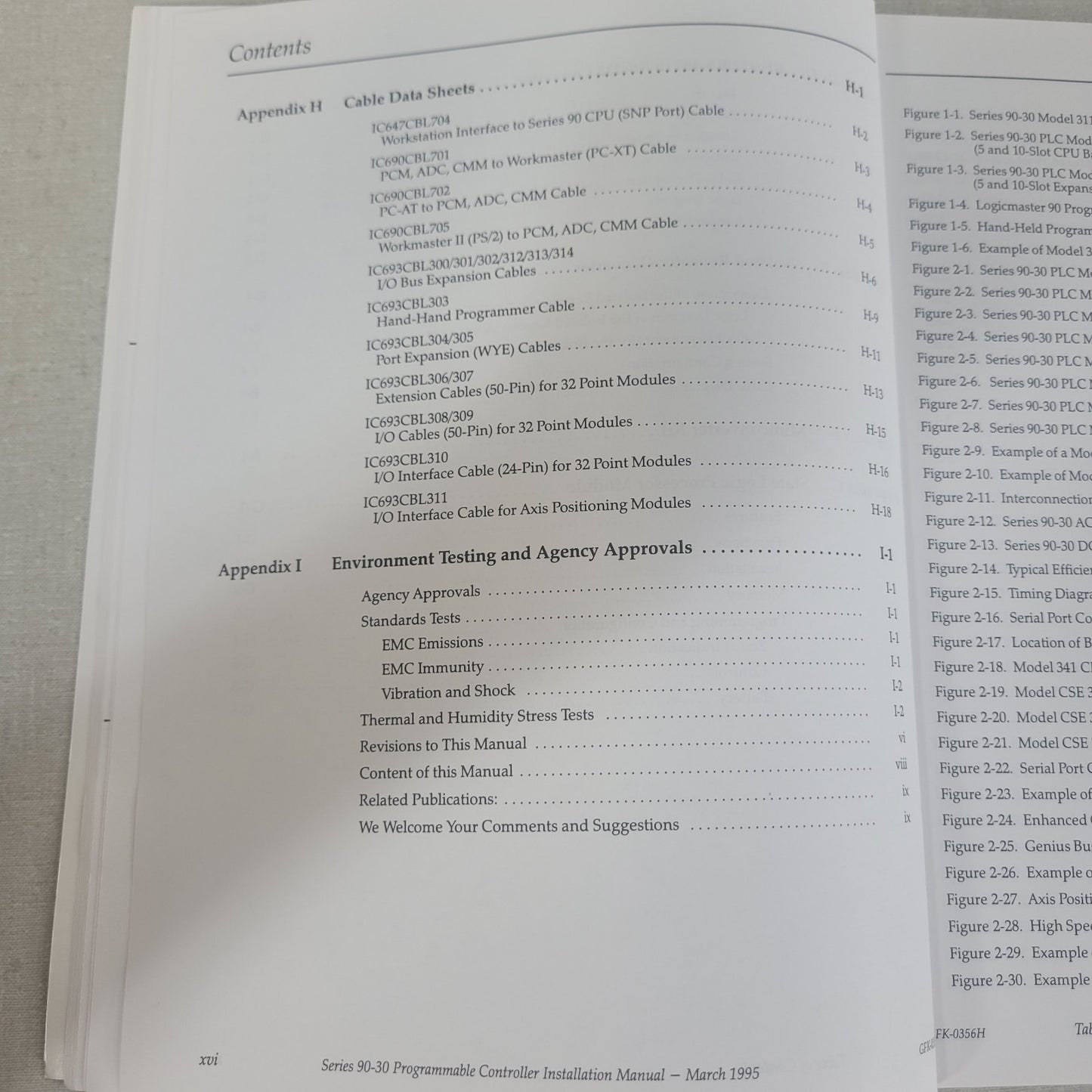 GE Fanuc GFK-0356H Series 90-30 Programmable Controller PLC Installation Manual