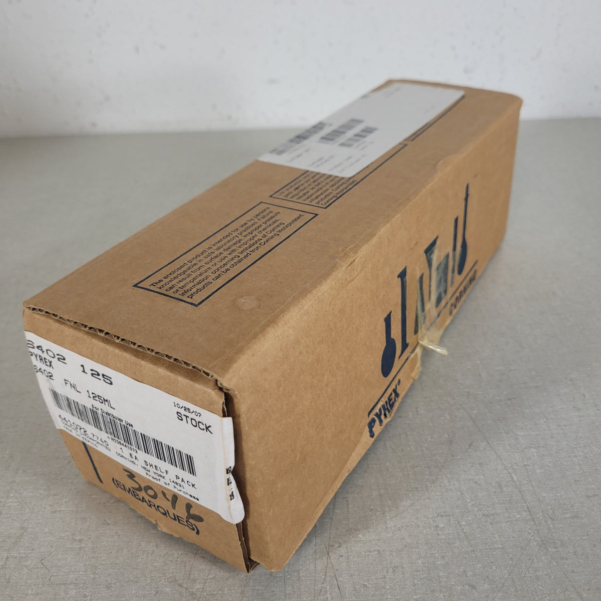 NEW Corning PYREX 6402-125 125mL Squibb Separatory Funnel PTFE Stopcock