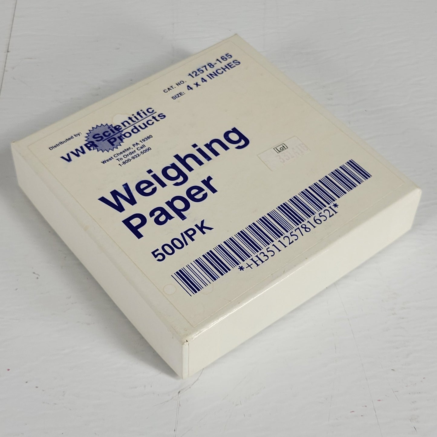 VWR 12578-165 Weighing Paper 4x4 Inches, 500 Pack, New Open Box