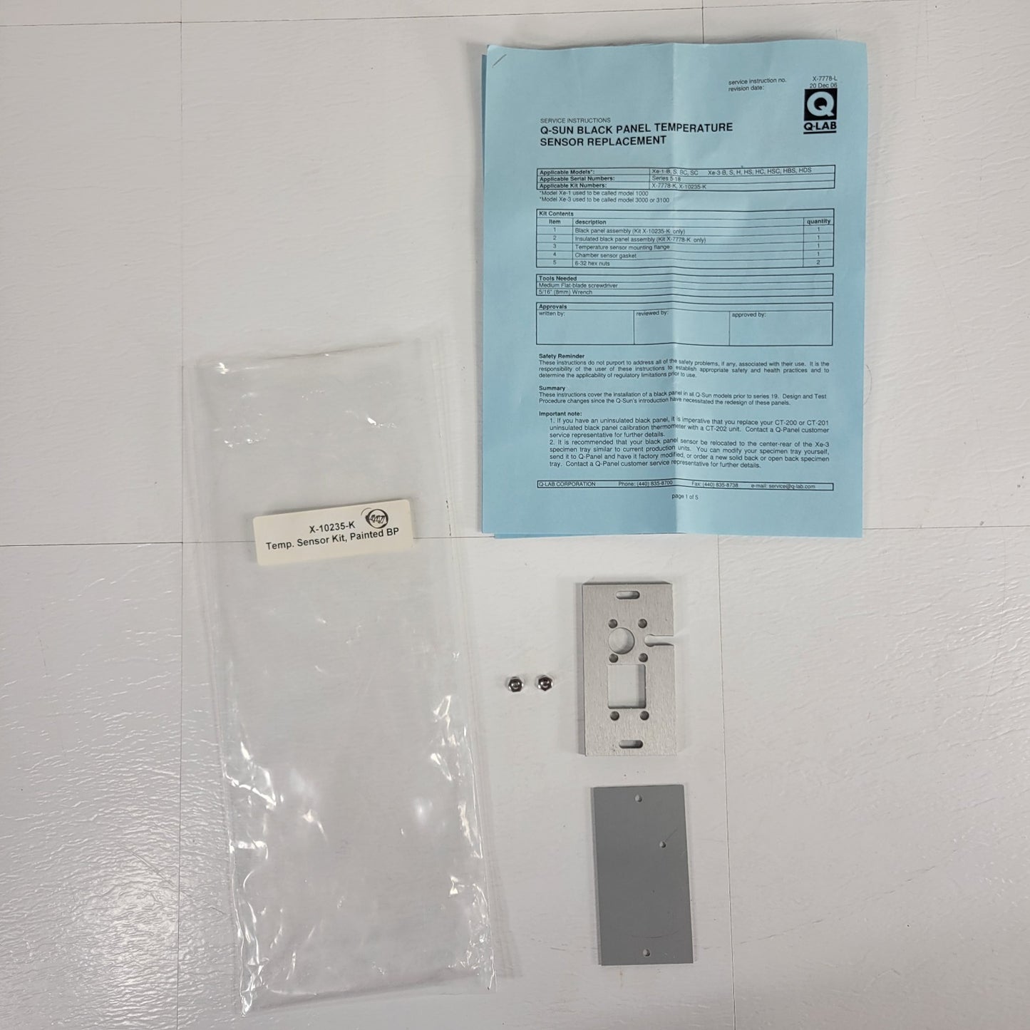Q-Lab X-10235-K X-10235-X Q-SUN Black Panel Temp Sensor Partial Kit Xe-1 Xe-3