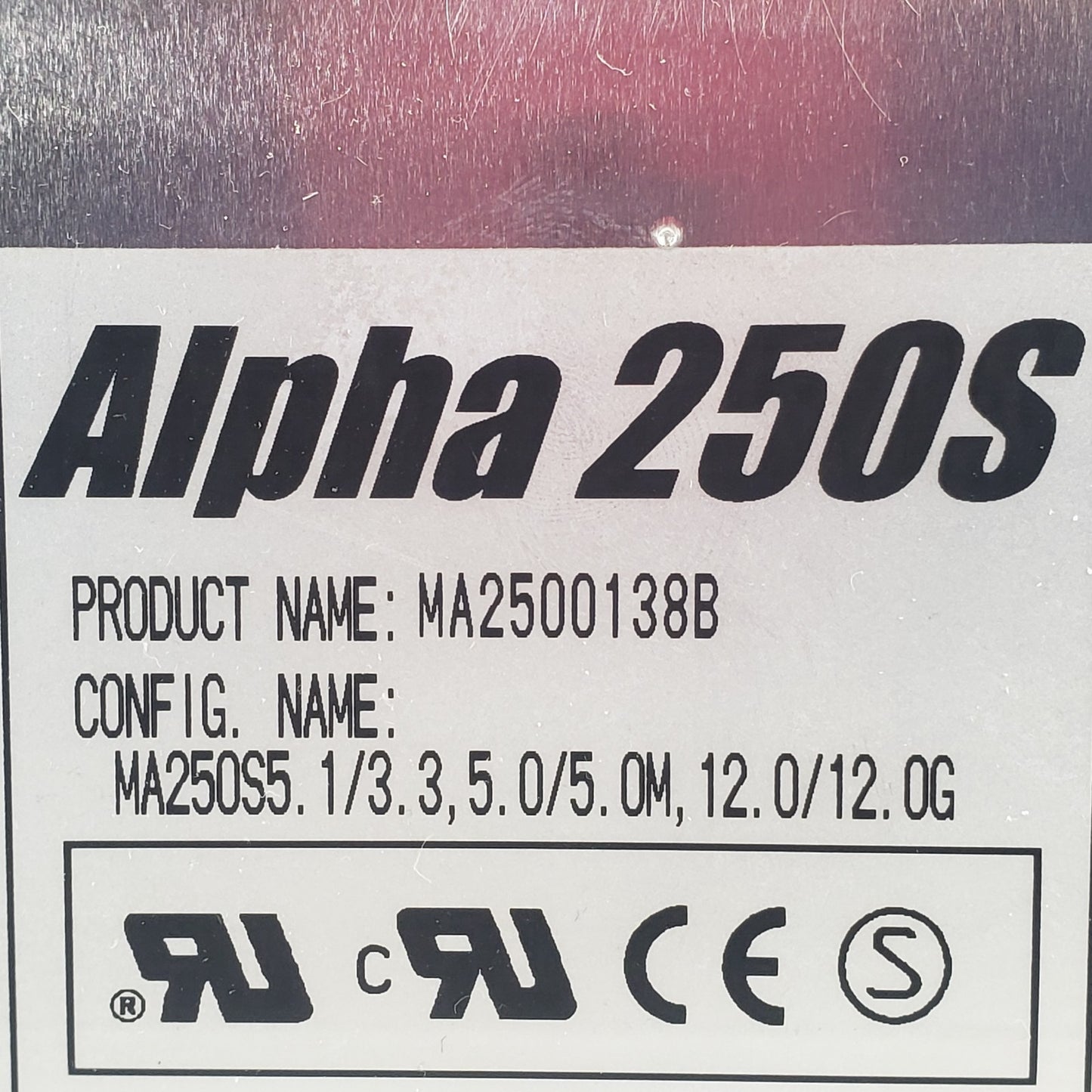 TDK Lambda Alpha 250S MA250S5 250W Power Supply MA2500138B 12v 5v 3.3v 5.1v