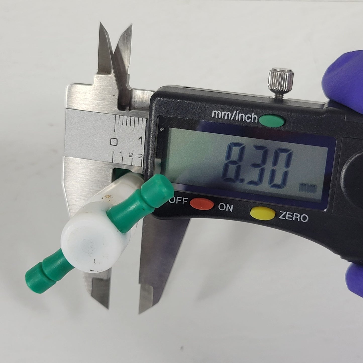 Two PTFE 12.3/24mm 2mm Bore Tapered Stopcocks for Glassware in Labs, Green