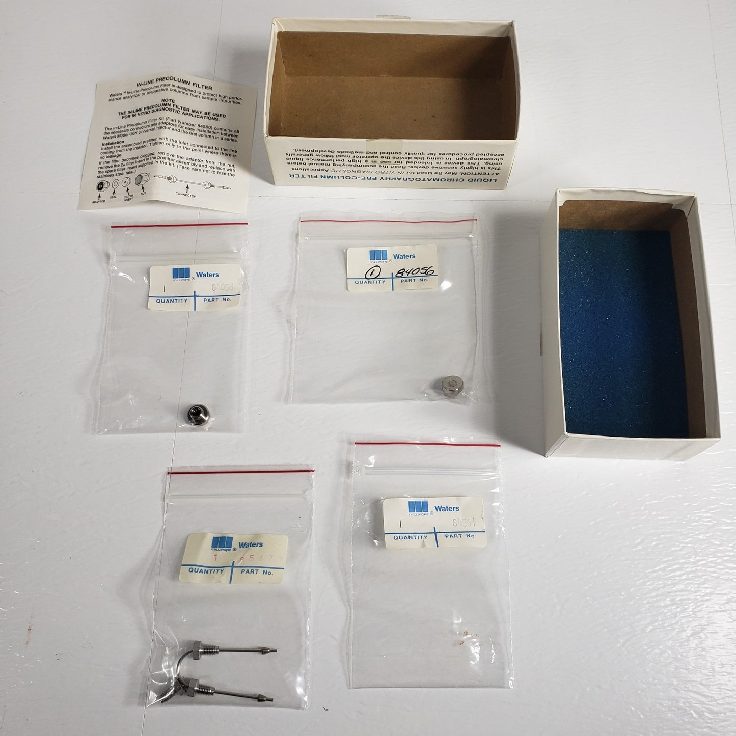 Waters 84056 85477 84561 HPLC LC Pre-Column Filter Kit Parts Partial 84560