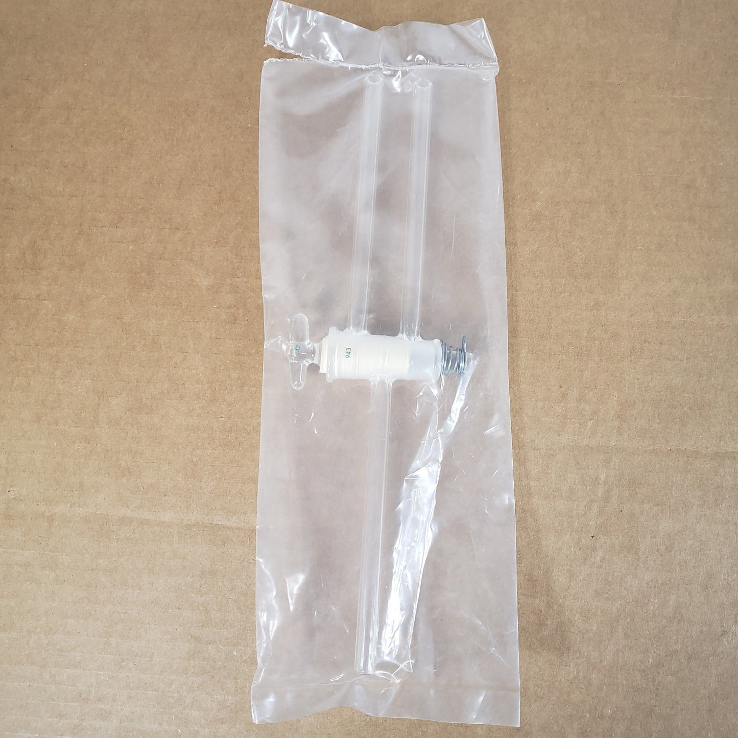 Chemglass CG-414-02 180° 3-Way Glass Stopcock 4mm Double Oblique Bore 10mm Arms