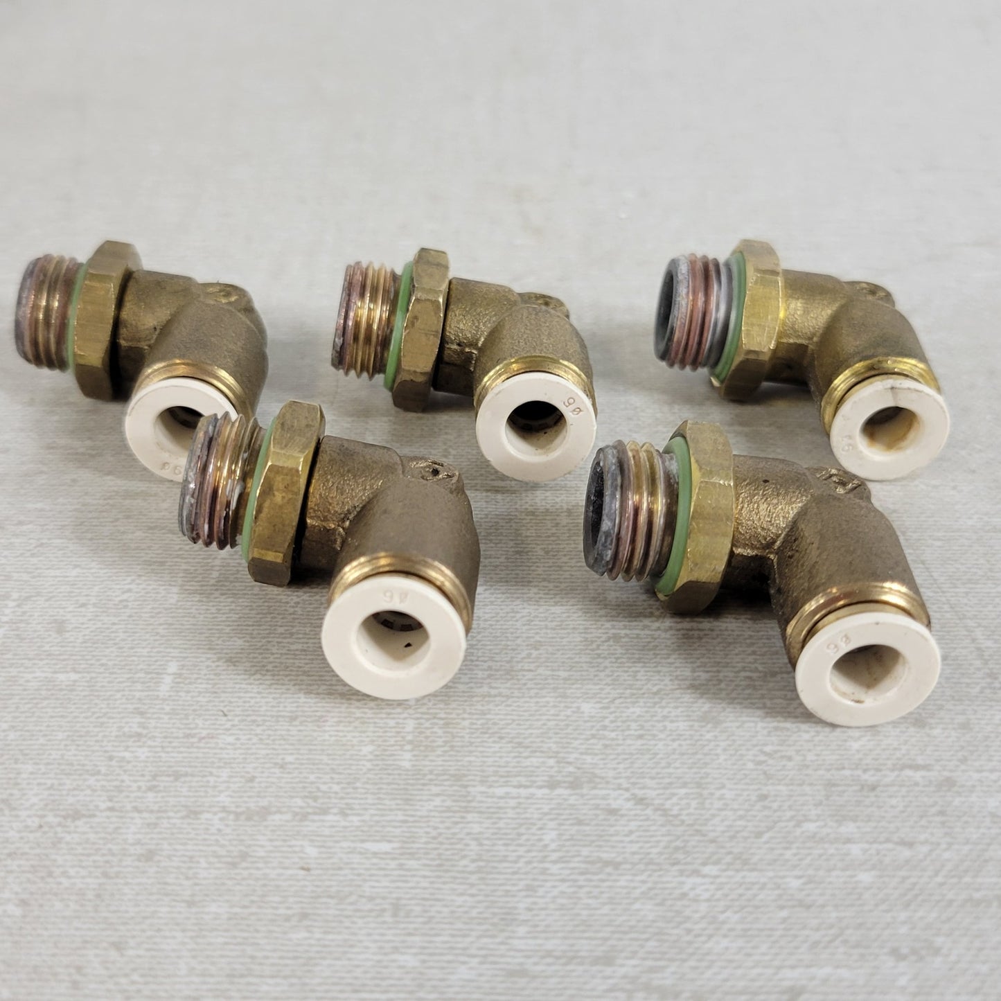 Lot of 5 Franke 560.0005.595 A800 1/4" ID Quick Connect 1/2" Threaded 90° Elbow