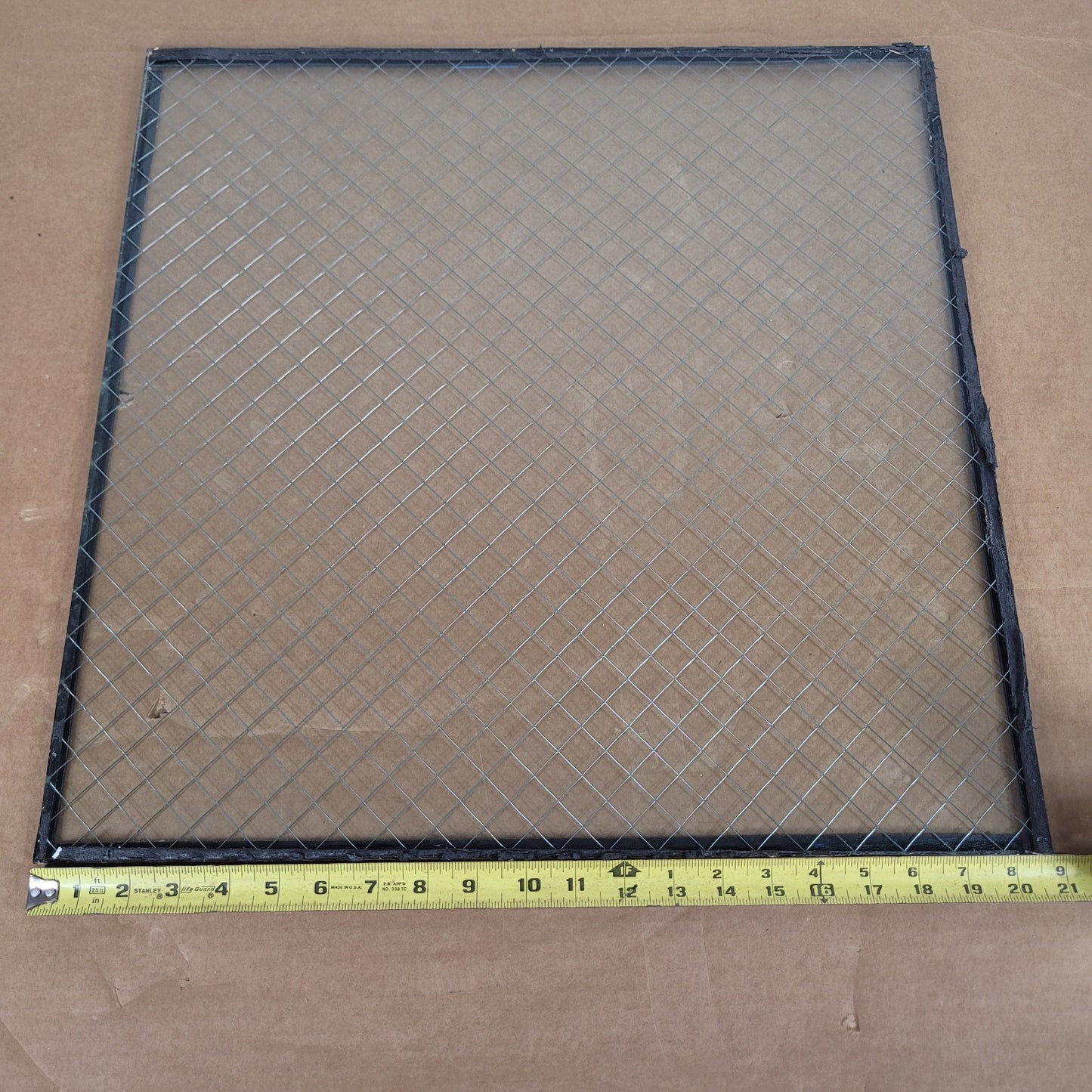 20.25in x 20.25in x 7.5mm Thick Wired Glass Panel Industrial Viewing Window