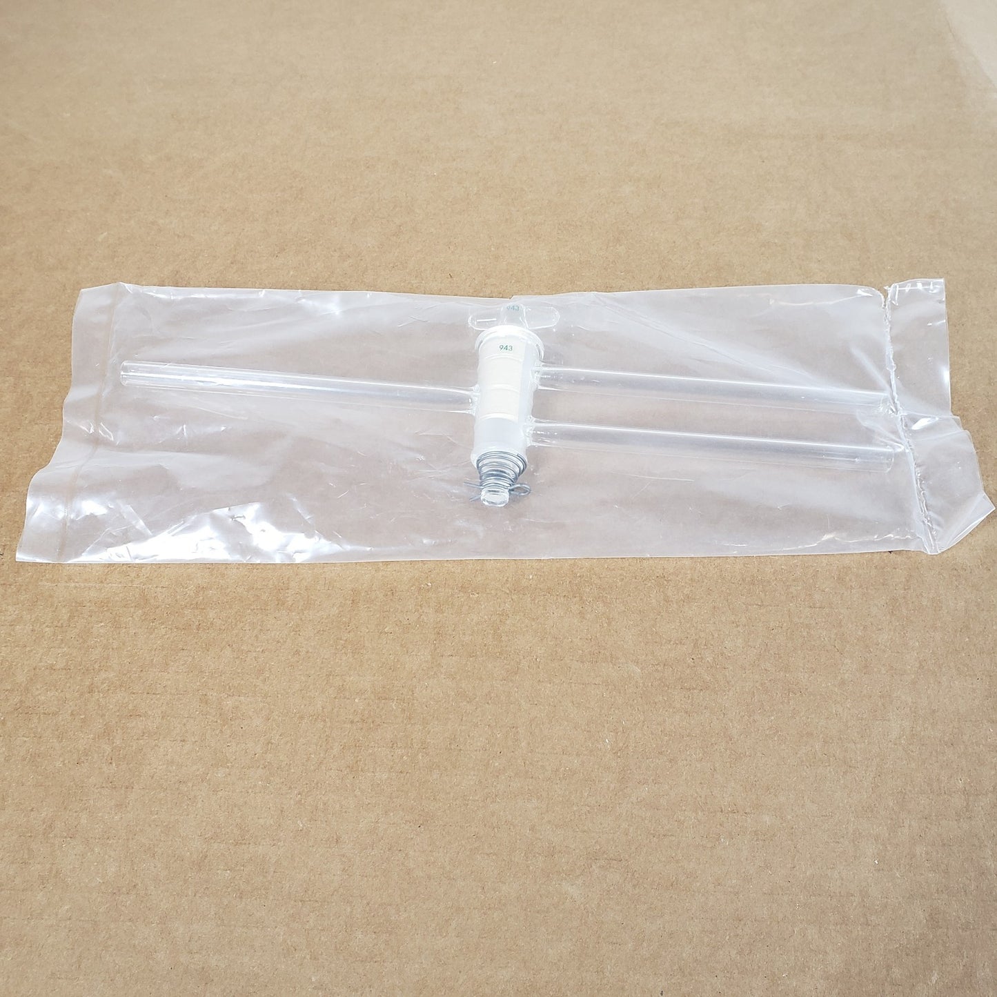 Chemglass CG-414-02 180° 3-Way Glass Stopcock 4mm Double Oblique Bore 10mm Arms