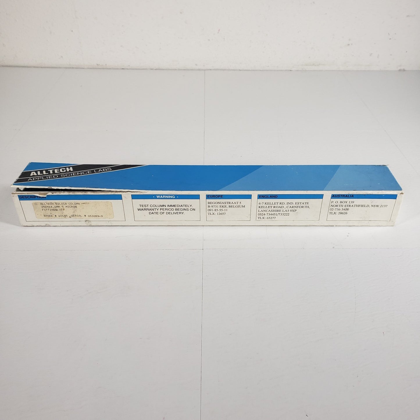 Alltech 60145 Econosil Silica HPLC Column 5µm 250 x 4.6mm Waters Fittings