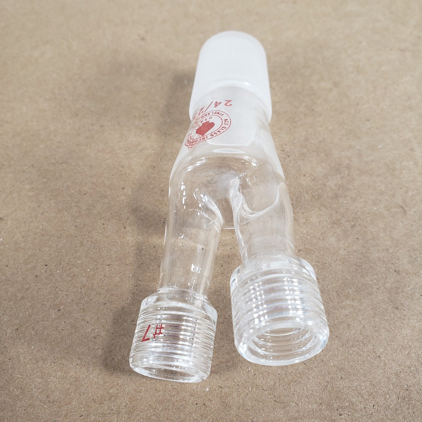 Set of 2 Ace Glass Inc. 5031-10 Twin Adapter 24/25 Bottom #7 Threads Top