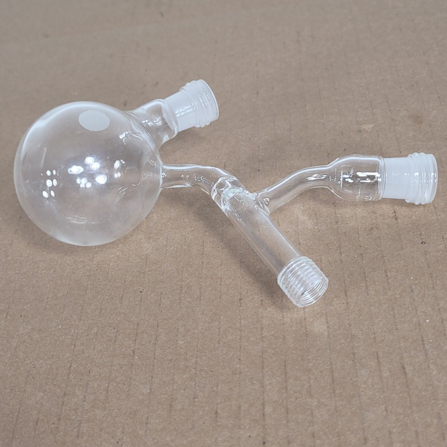 Chemglass Schlenk Distillation Bulb 100mL 14/20 CN SN Threaded Plunger Side Arm