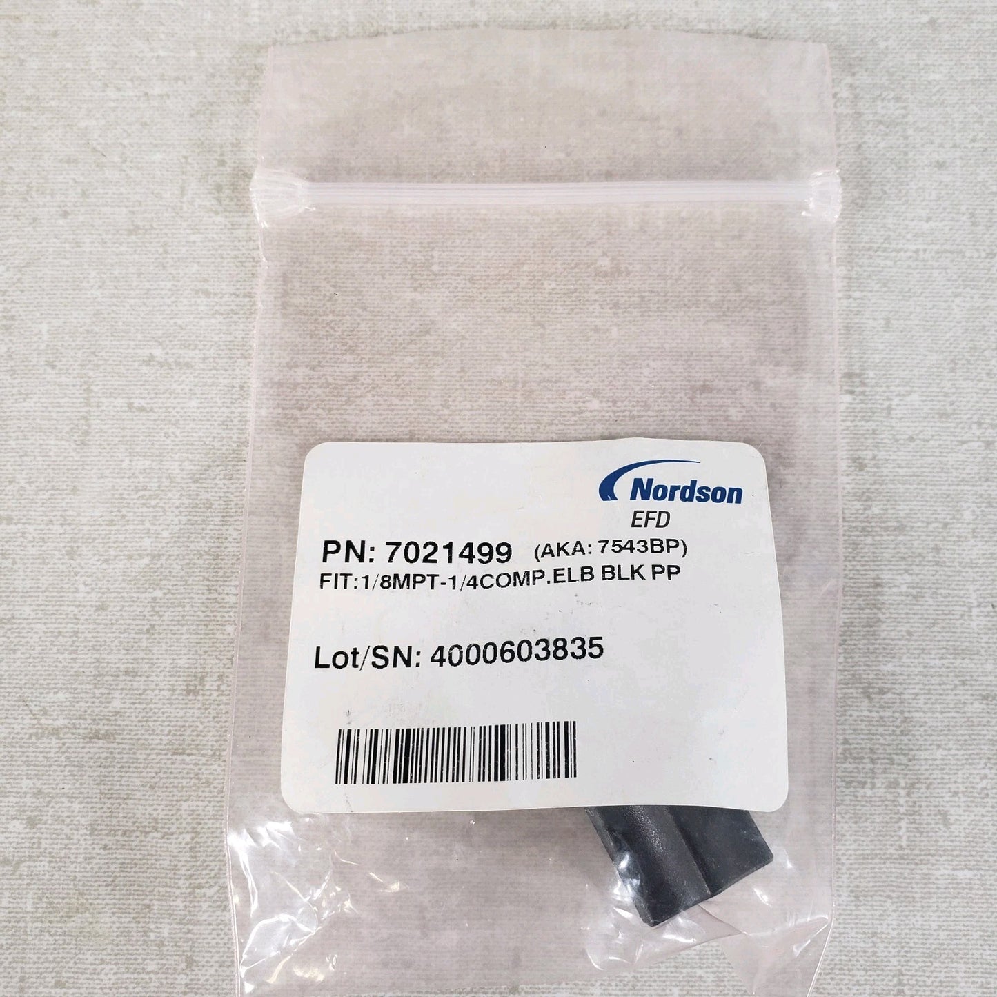 NORDSON EFD 7007038, 7021499 1/8NPTM x 3/8 Comp. PP, 1/8MPT - 1/4 Comp. ELB PP