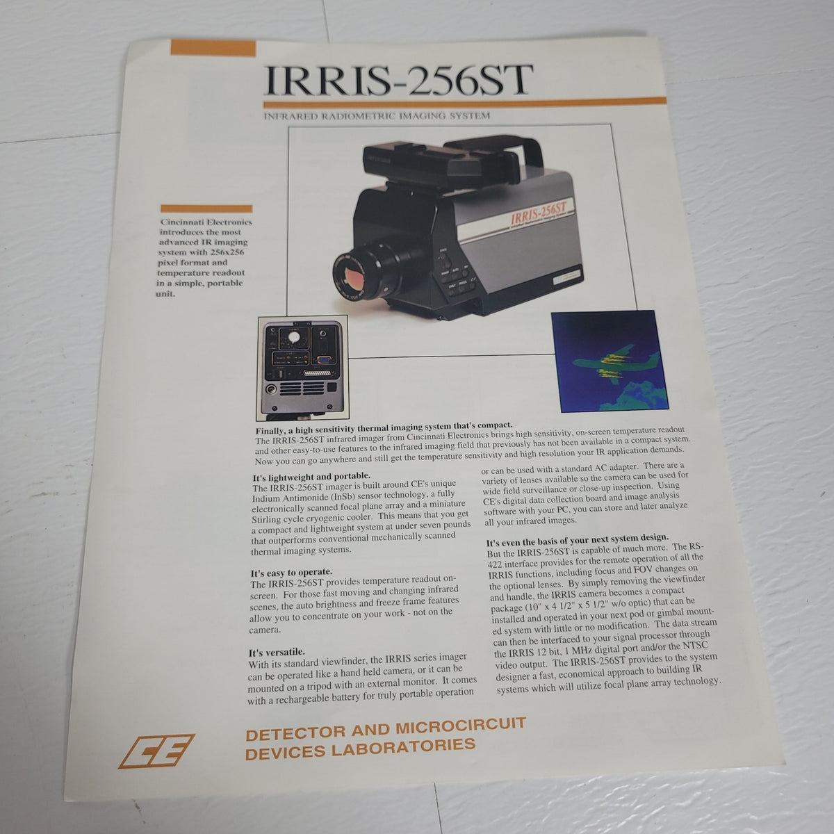 TESTED Cincinnati Electronics IRRIS-256ST MWIR InSb Thermal Camera w/ Lens